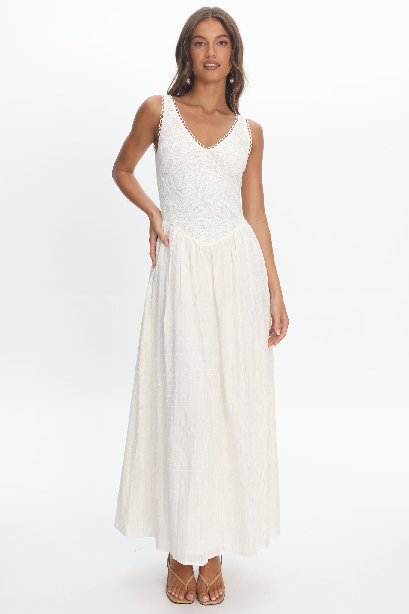 Siena Lace Bodice Maxi Dress White | Selfie Leslie
