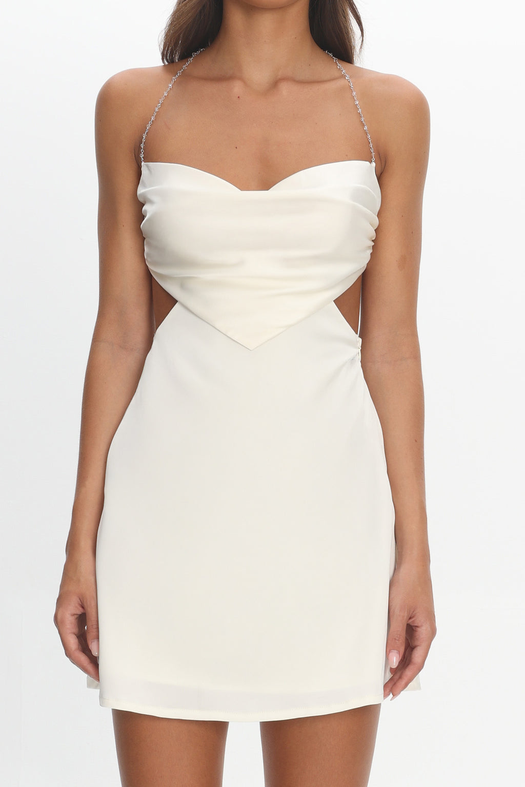 Keke Bead Strap Cut-Out Mini Dress Ivory