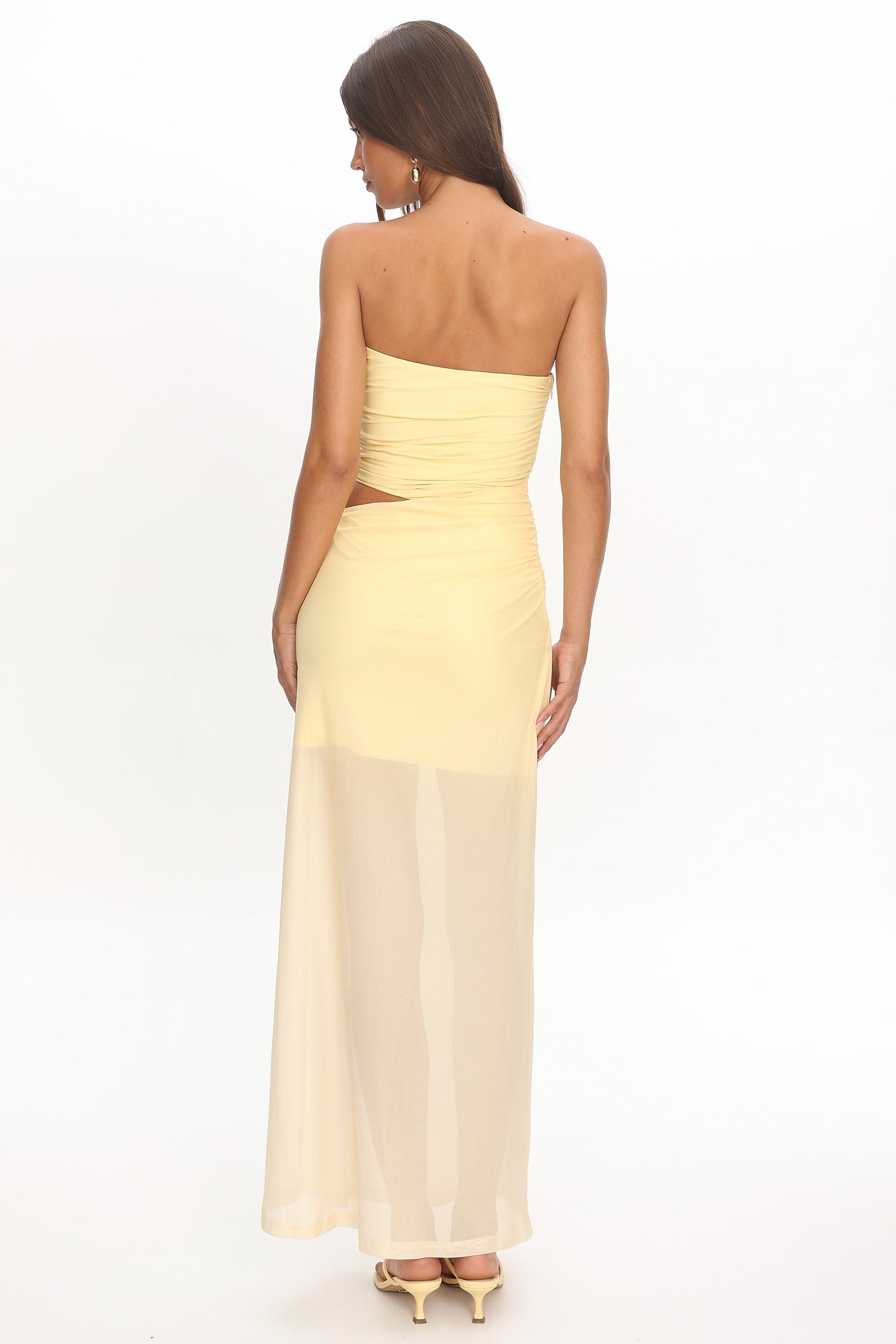 strapless sheer maxi dress Strapless Sheer Bustier-Inspired Bodice Side Slit Long Prom Dress
