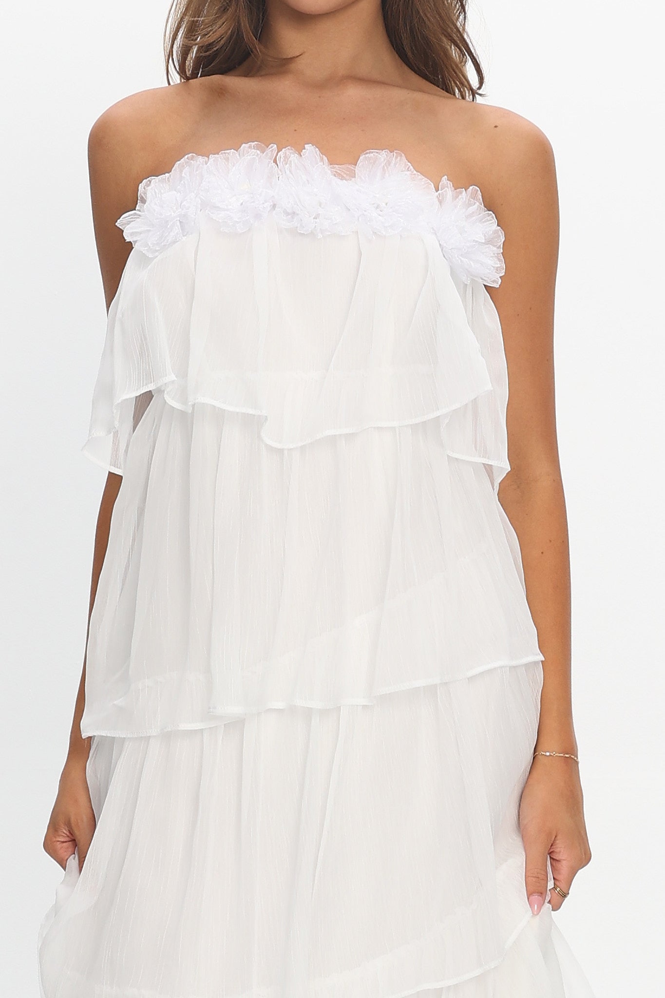 It's Time Tiered Ruffle Maxi Dress Ivory | Selfie Leslie