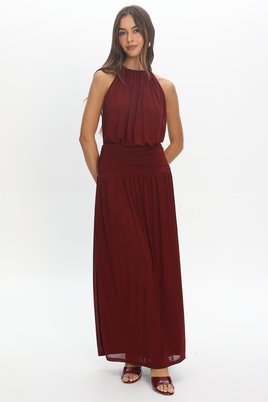 Free Spirit Halter Maxi Dress Cherry