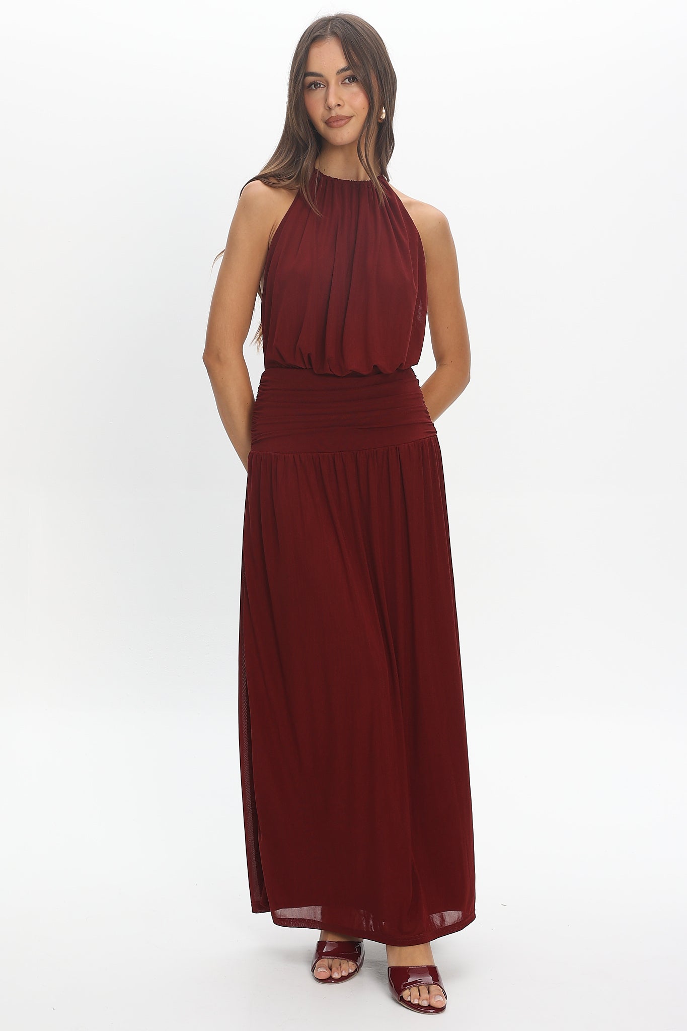 Free Spirit Halter Maxi Dress Cherry