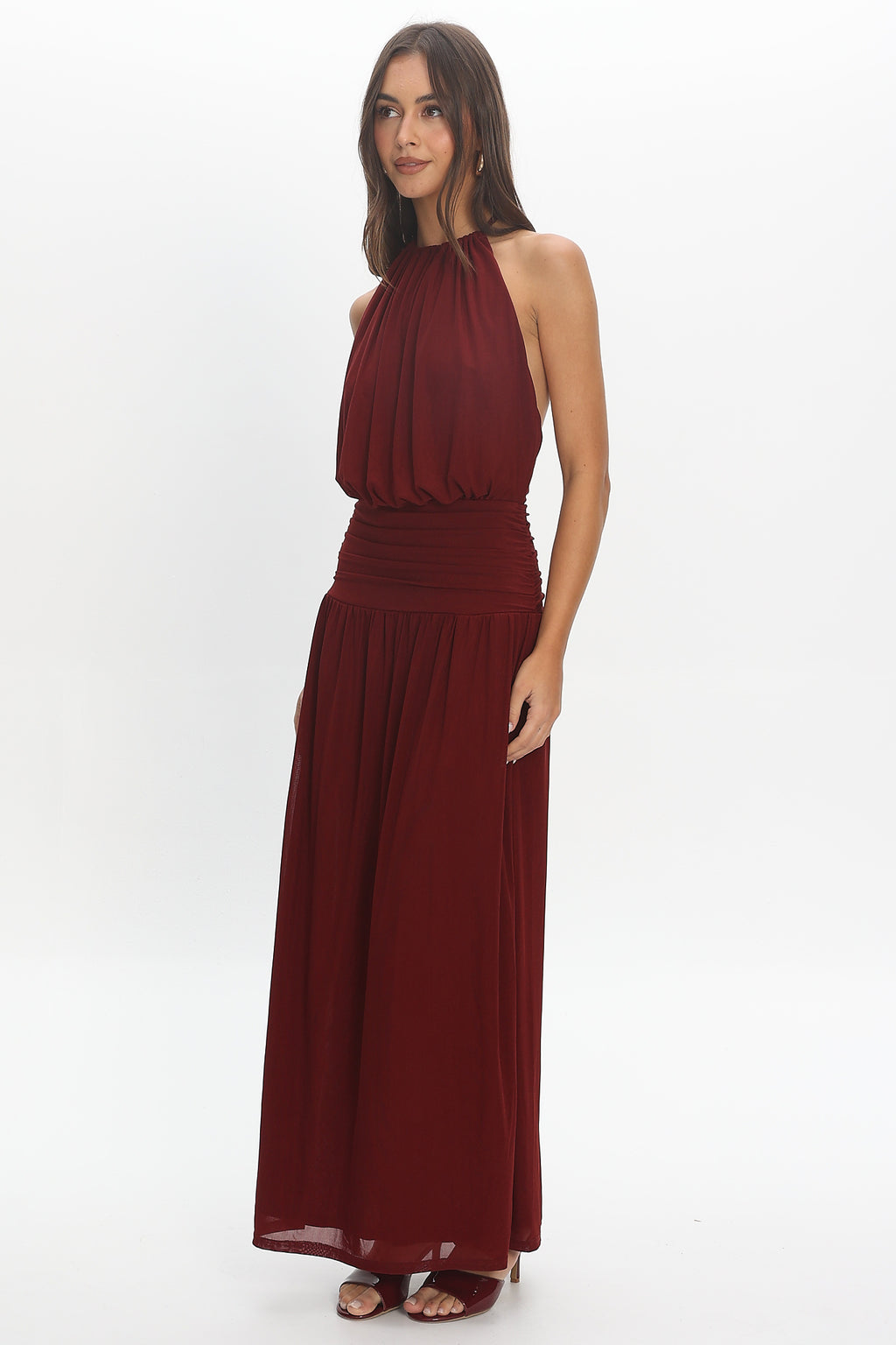 Free Spirit Halter Maxi Dress Cherry