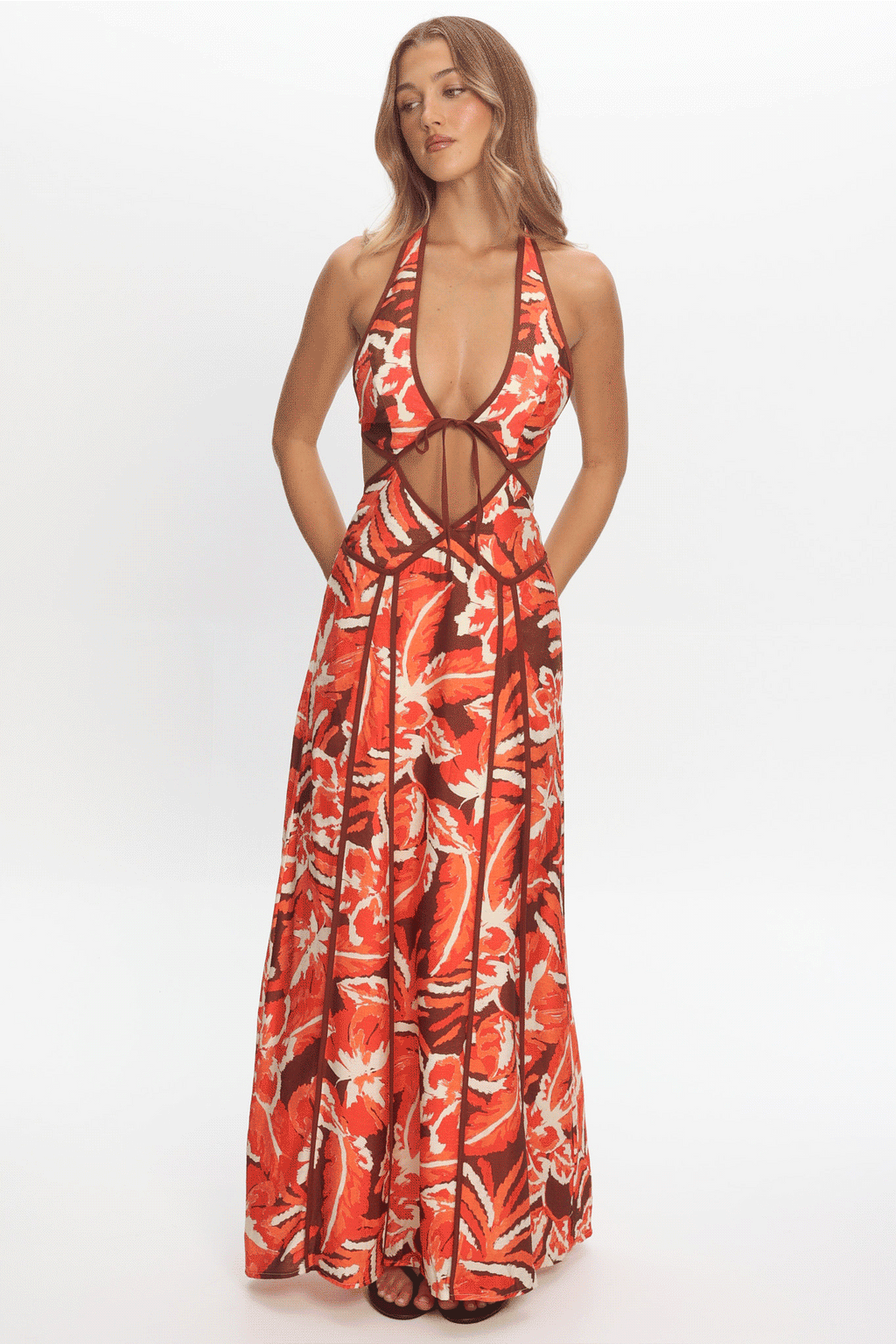 Revelations Cut-Out Maxi Dress Print Berry