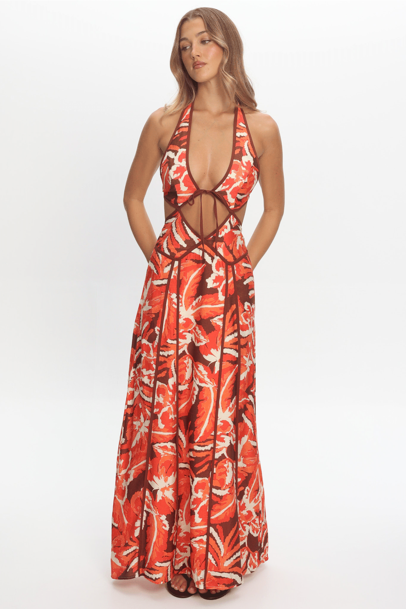 Revelations Cut-Out Maxi Dress Print Berry