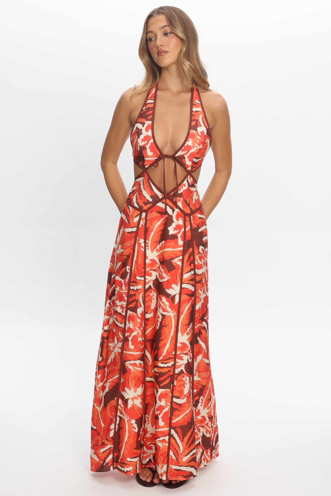 Revelations Cut-Out Maxi Dress Print Berry | Selfie Leslie