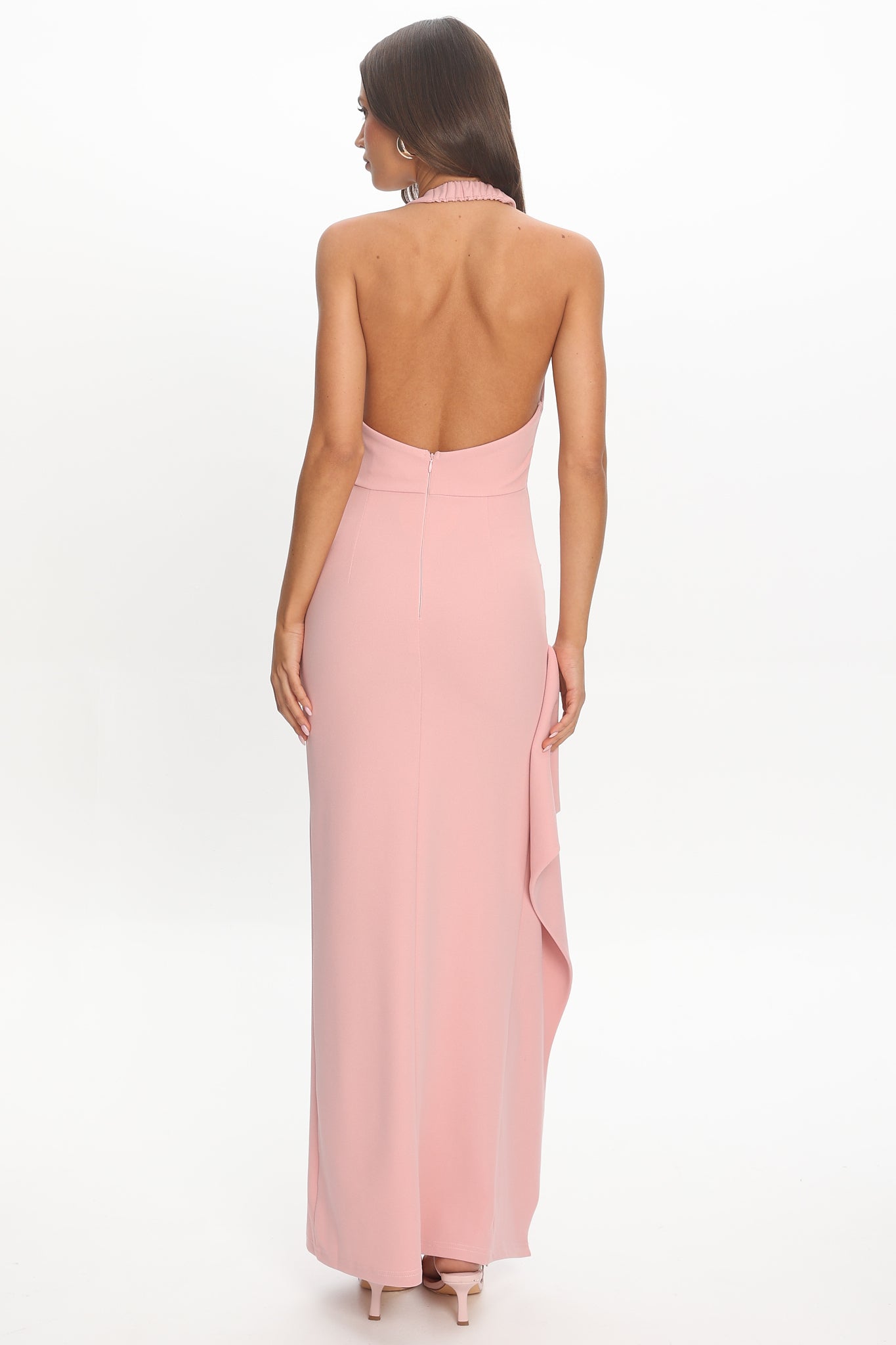 split halter neck dress black halter neck maxi dress Mei High Split Halter Neck Maxi Dress in Black-parroquiadesanalbertomagno.com