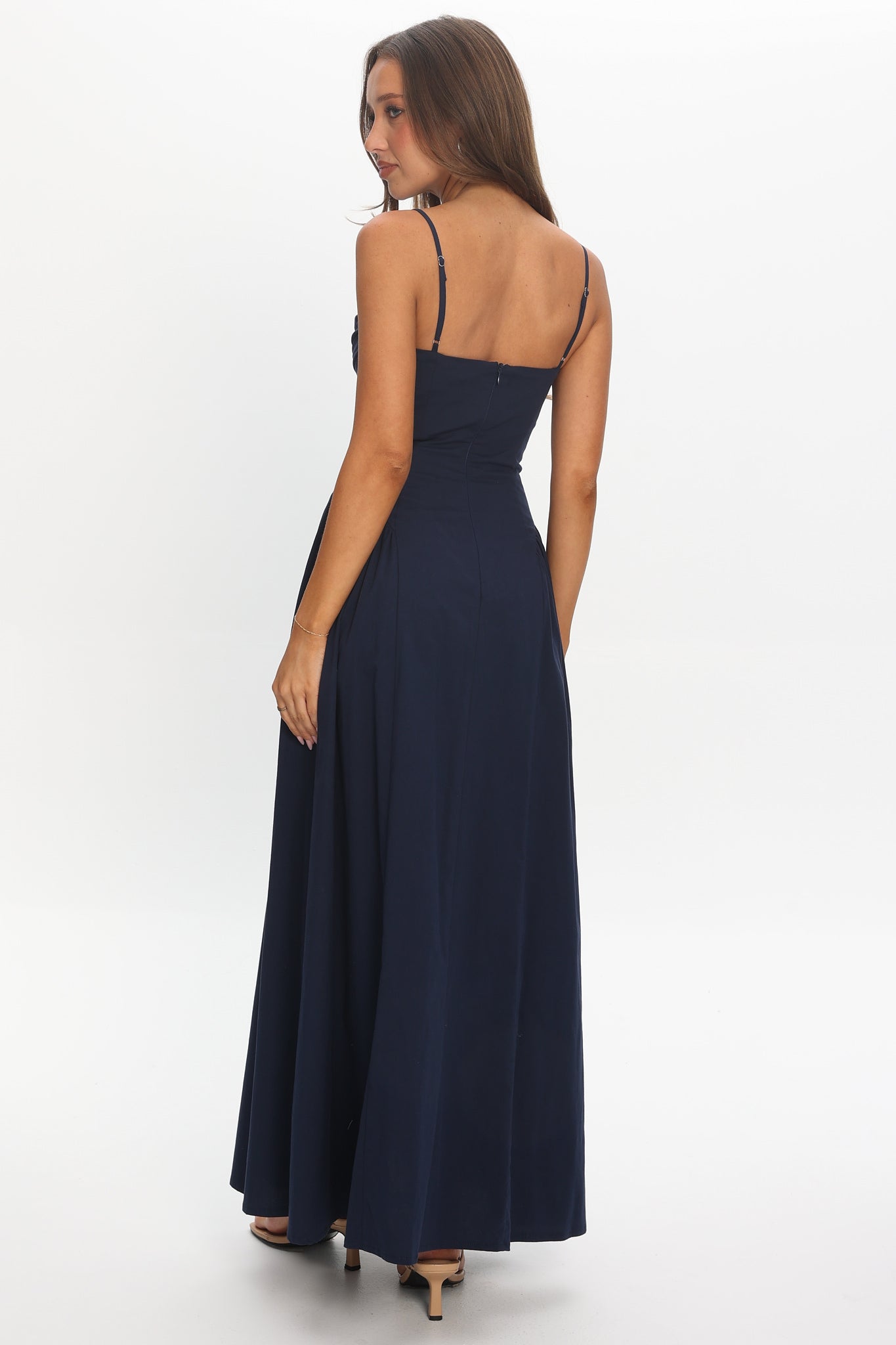 Waiting On Me Lace-Up Bodice Maxi Dress Navy