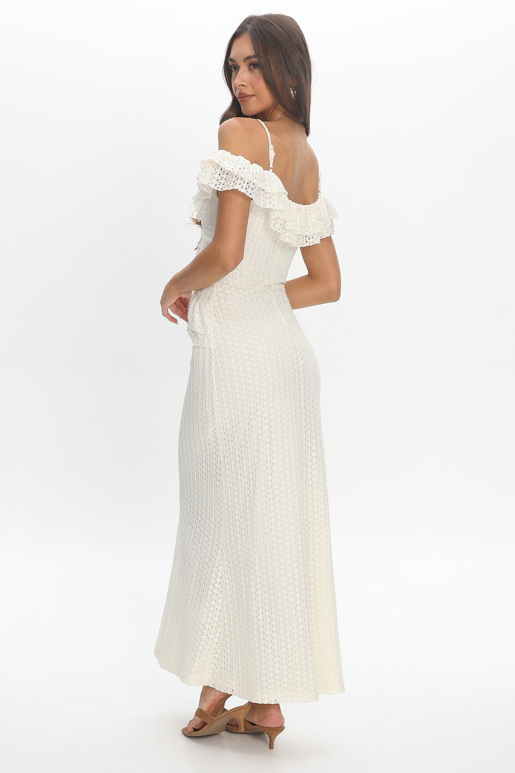 Nobleese Crochet Maxi Dress Ivory
