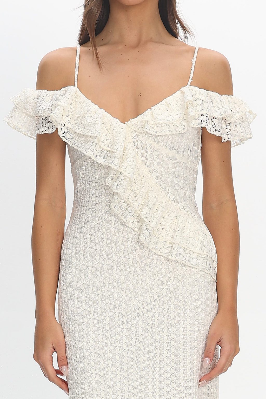 Nobleese Crochet Maxi Dress Ivory