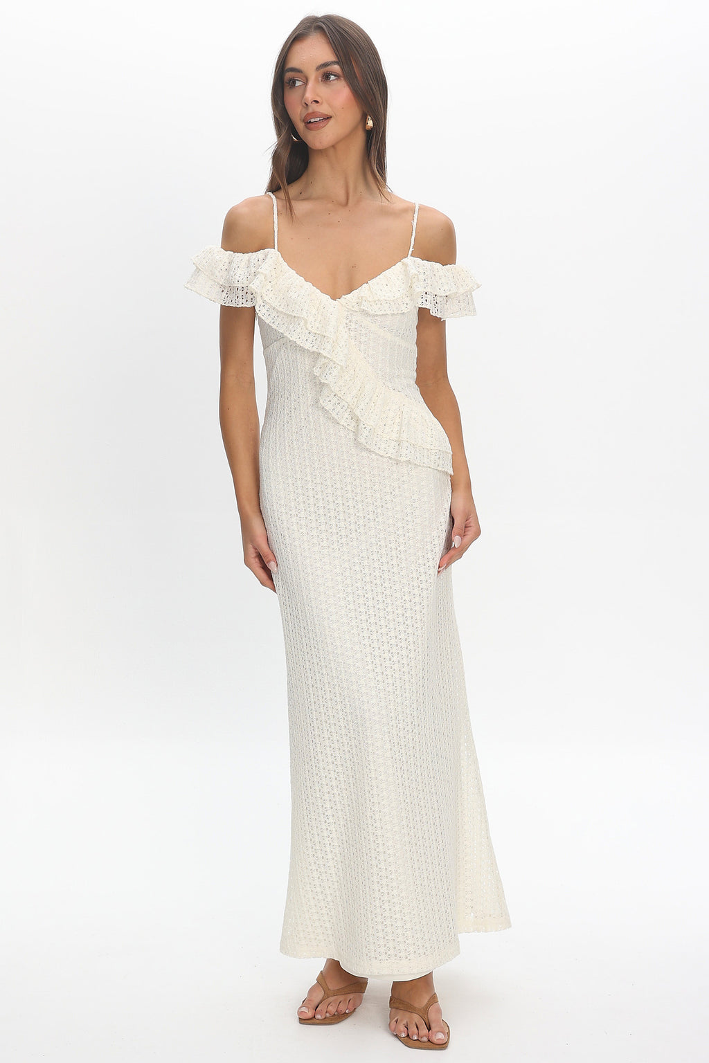 Nobleese Crochet Maxi Dress Ivory