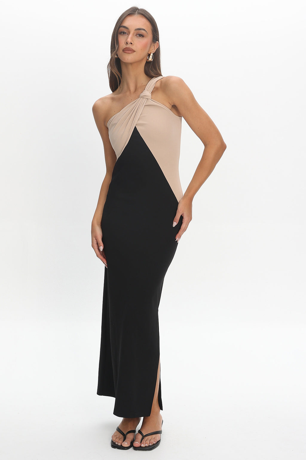 Maren Contrast Maxi Dress Black