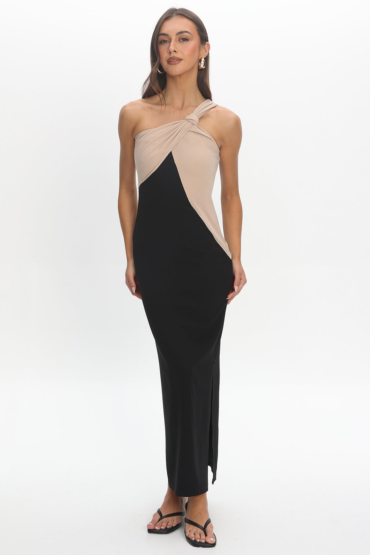 Maren Contrast Maxi Dress Black