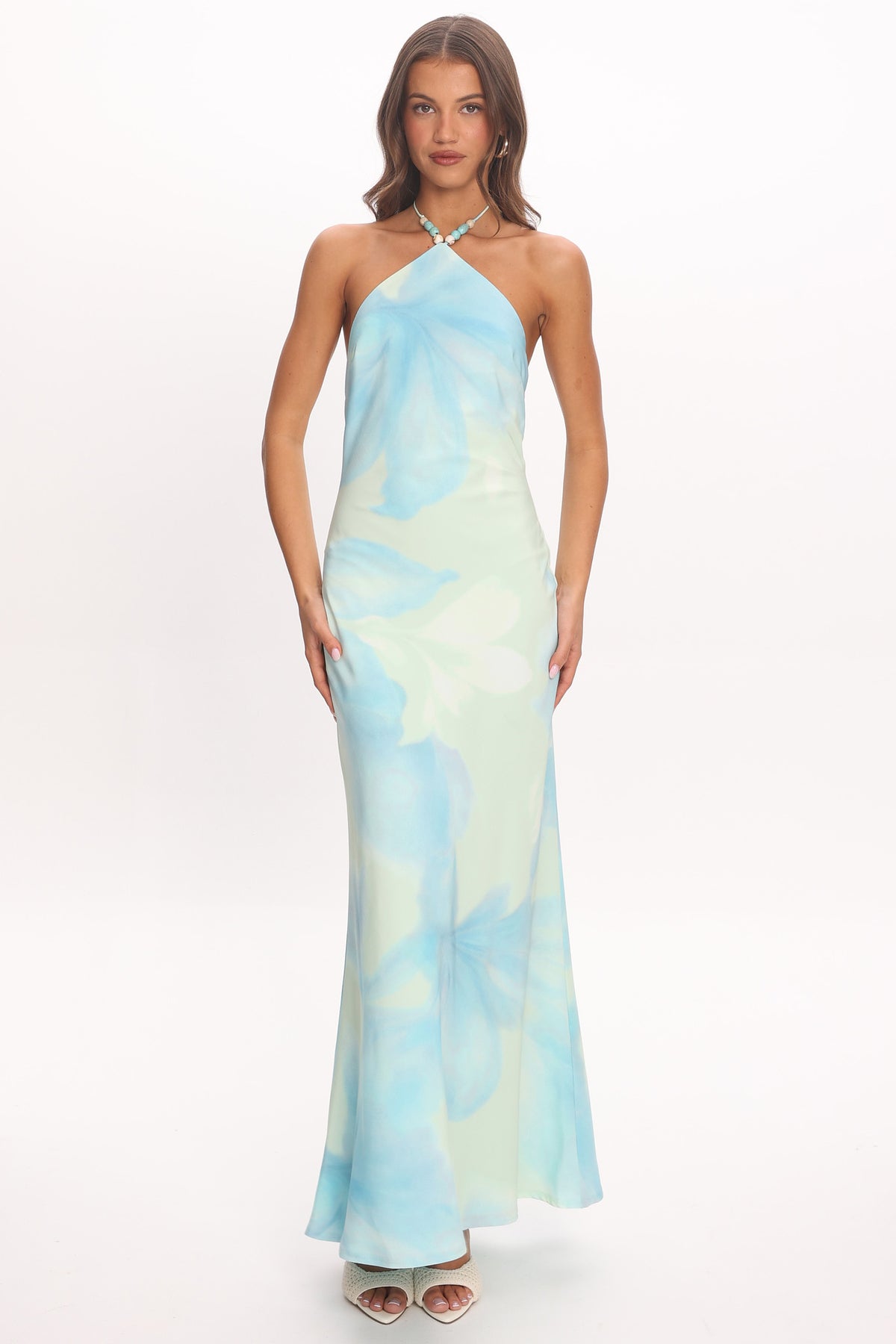 mami beaded halter neck maxi dress My Everything Bead Mint Vacation outfit