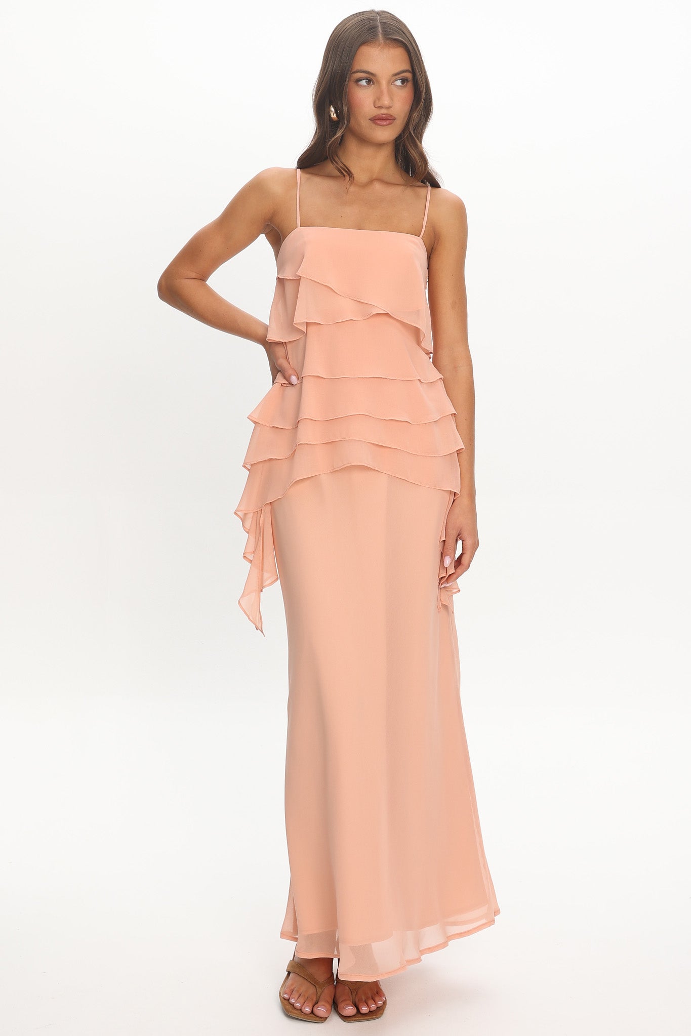 Olita Tiered Bodice Maxi Dress Apricot