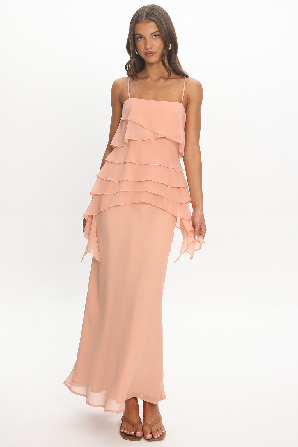 Olita Tiered Bodice Maxi Dress Apricot