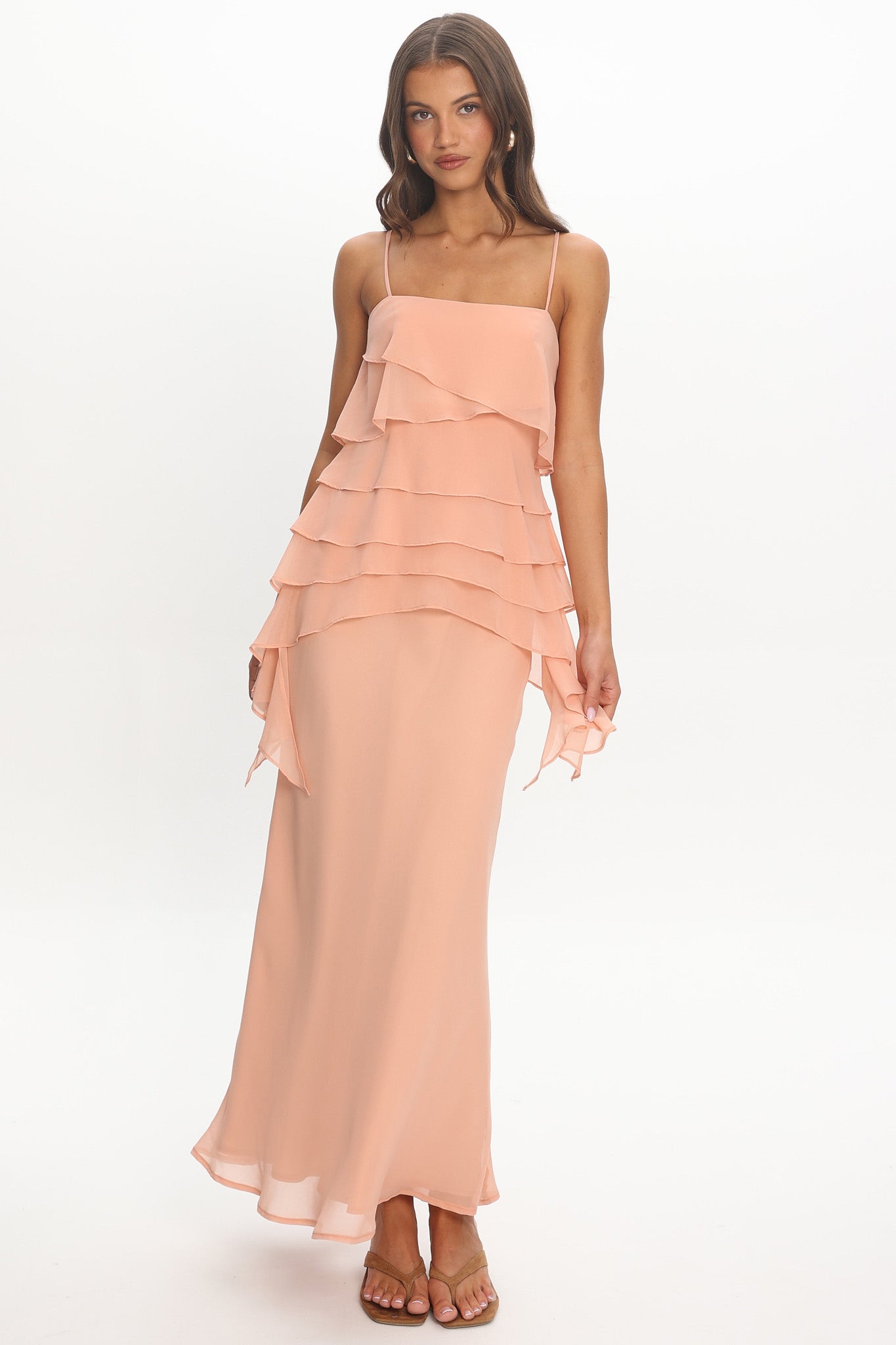 Olita Tiered Bodice Maxi Dress Apricot