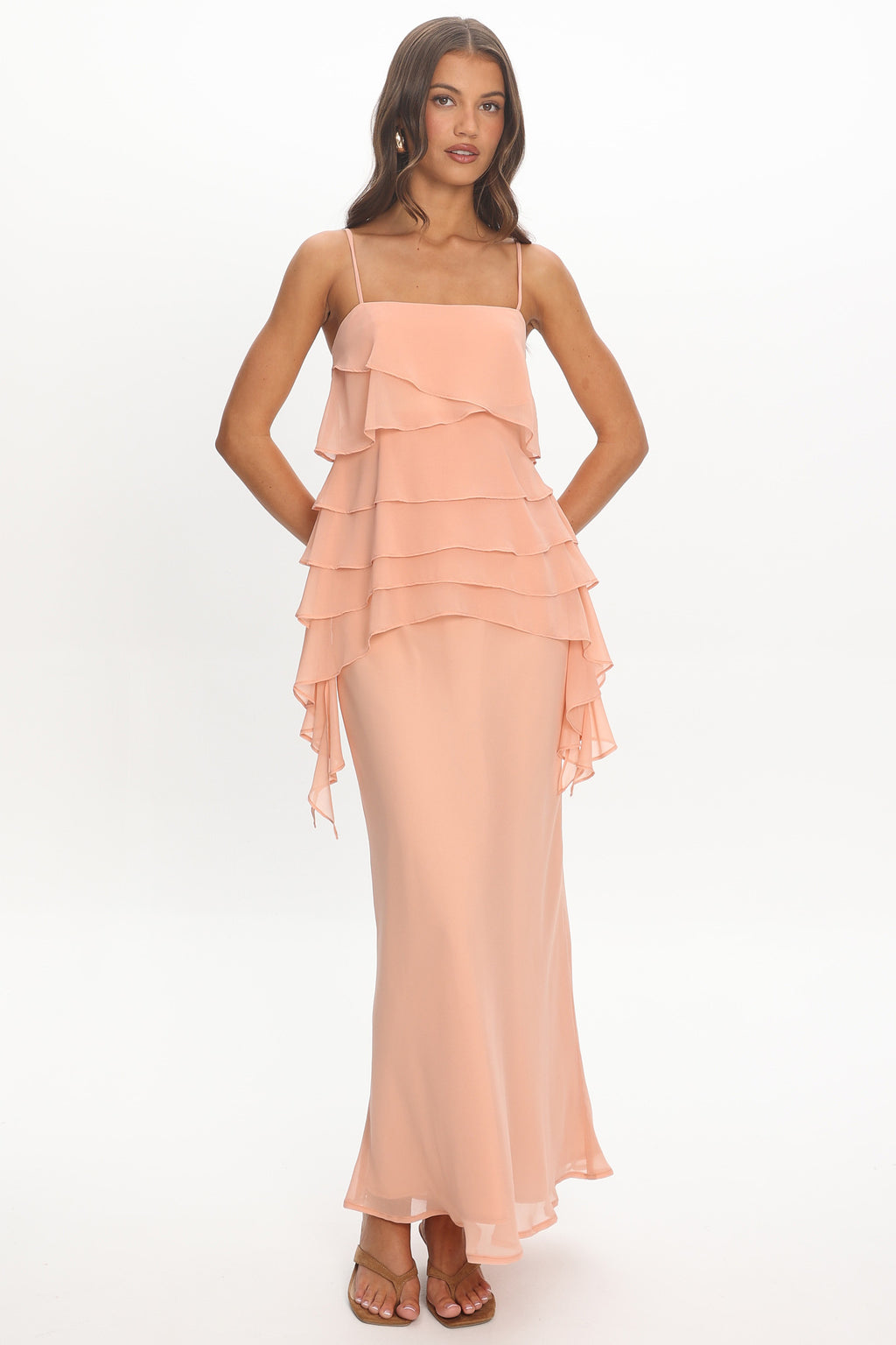 Olita Tiered Bodice Maxi Dress Apricot