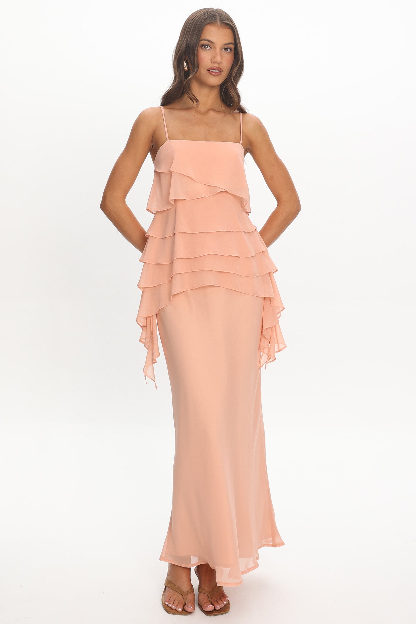 Olita Tiered Bodice Maxi Dress Apricot