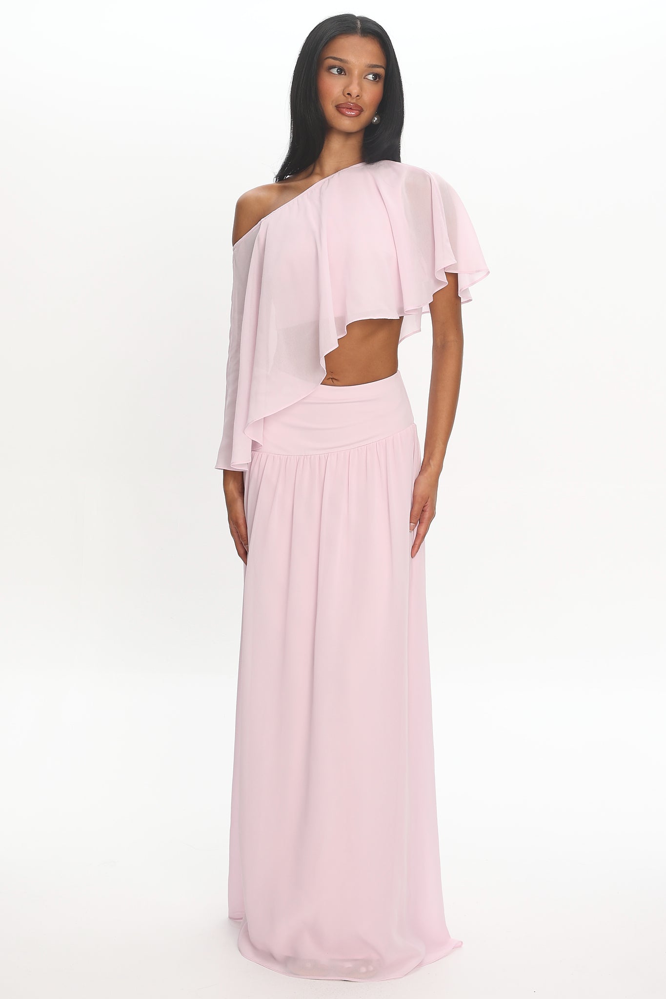 Lela High Waisted Maxi Skirt Blush