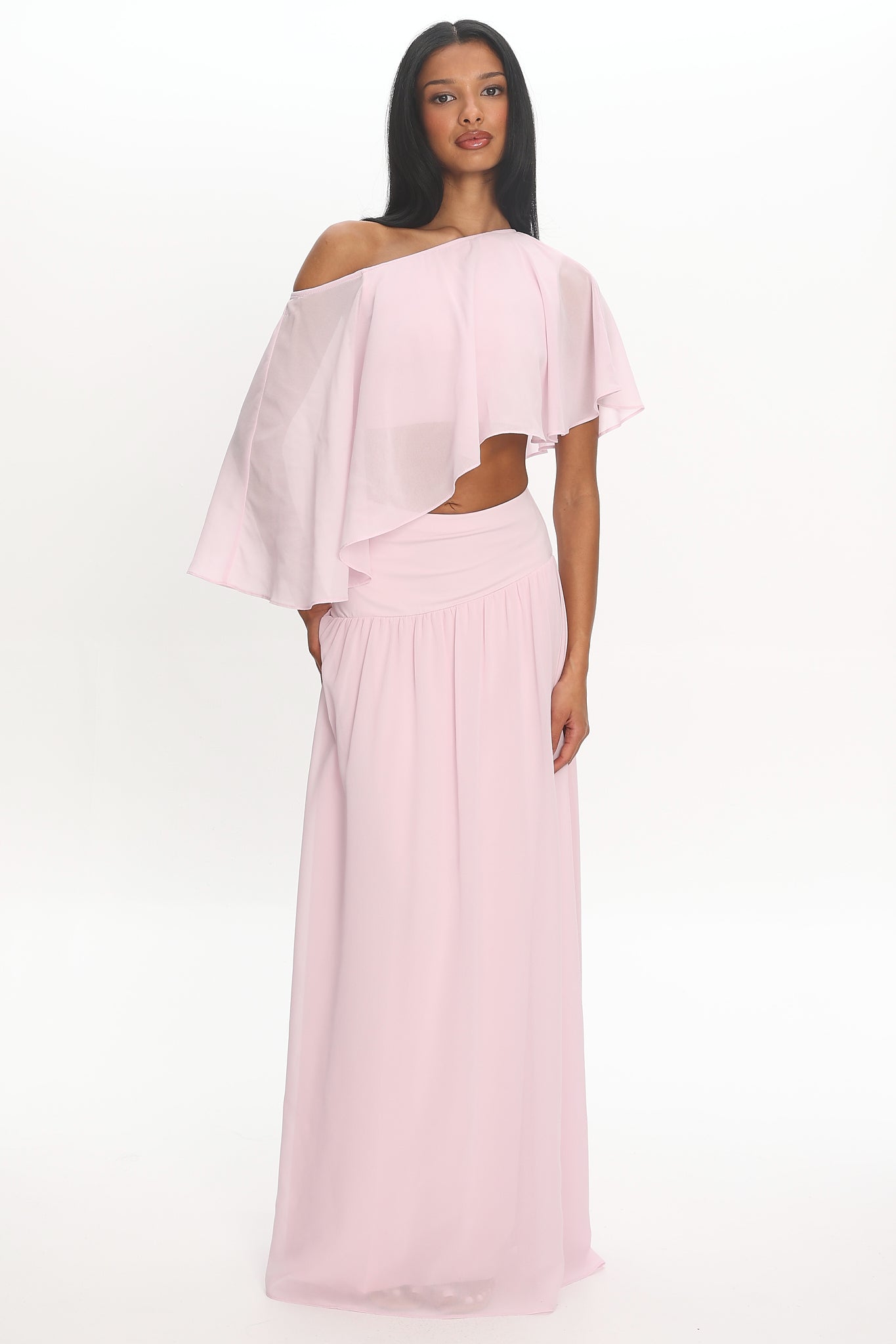 Lela High Waisted Maxi Skirt Blush