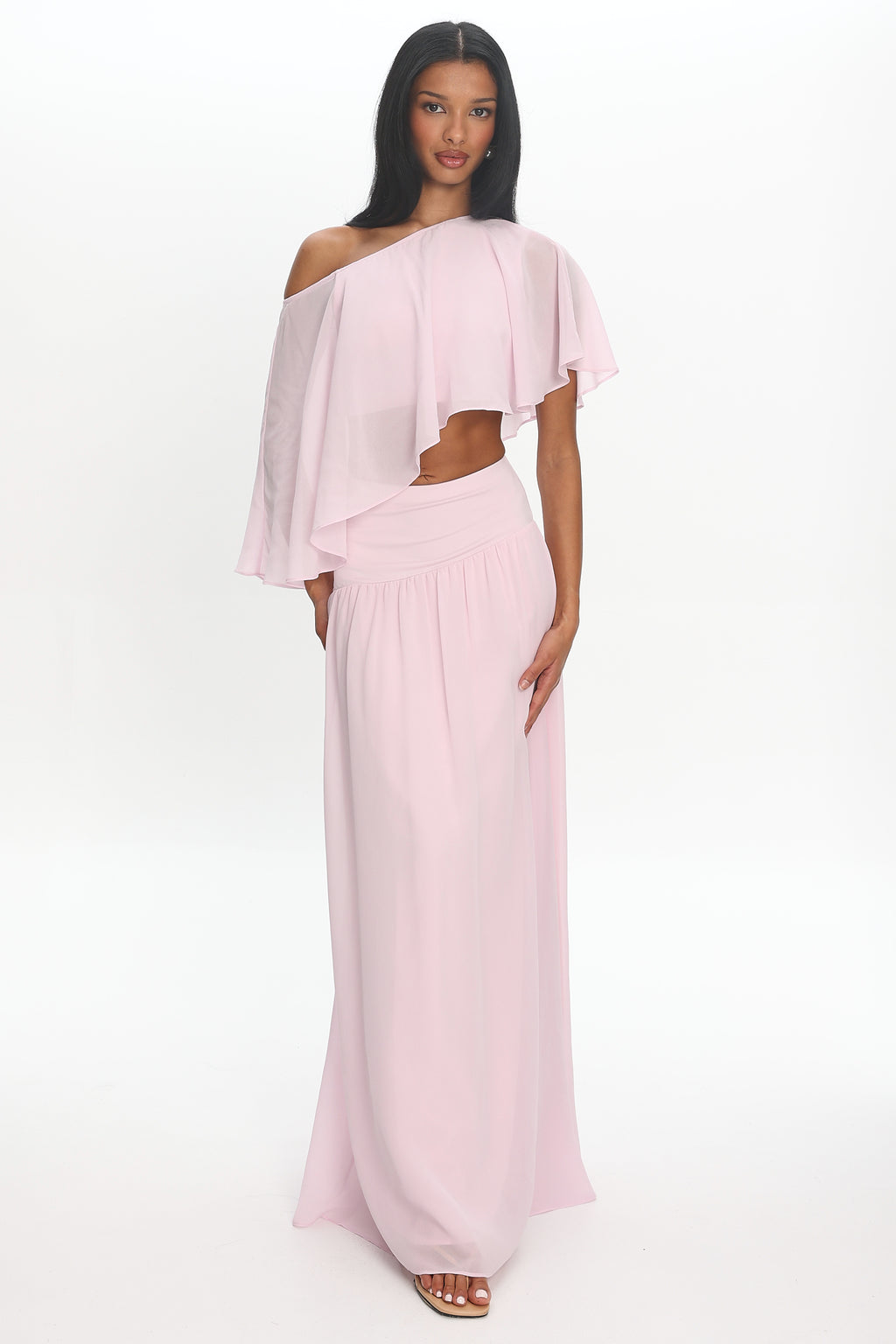 Lela High Waisted Maxi Skirt Blush