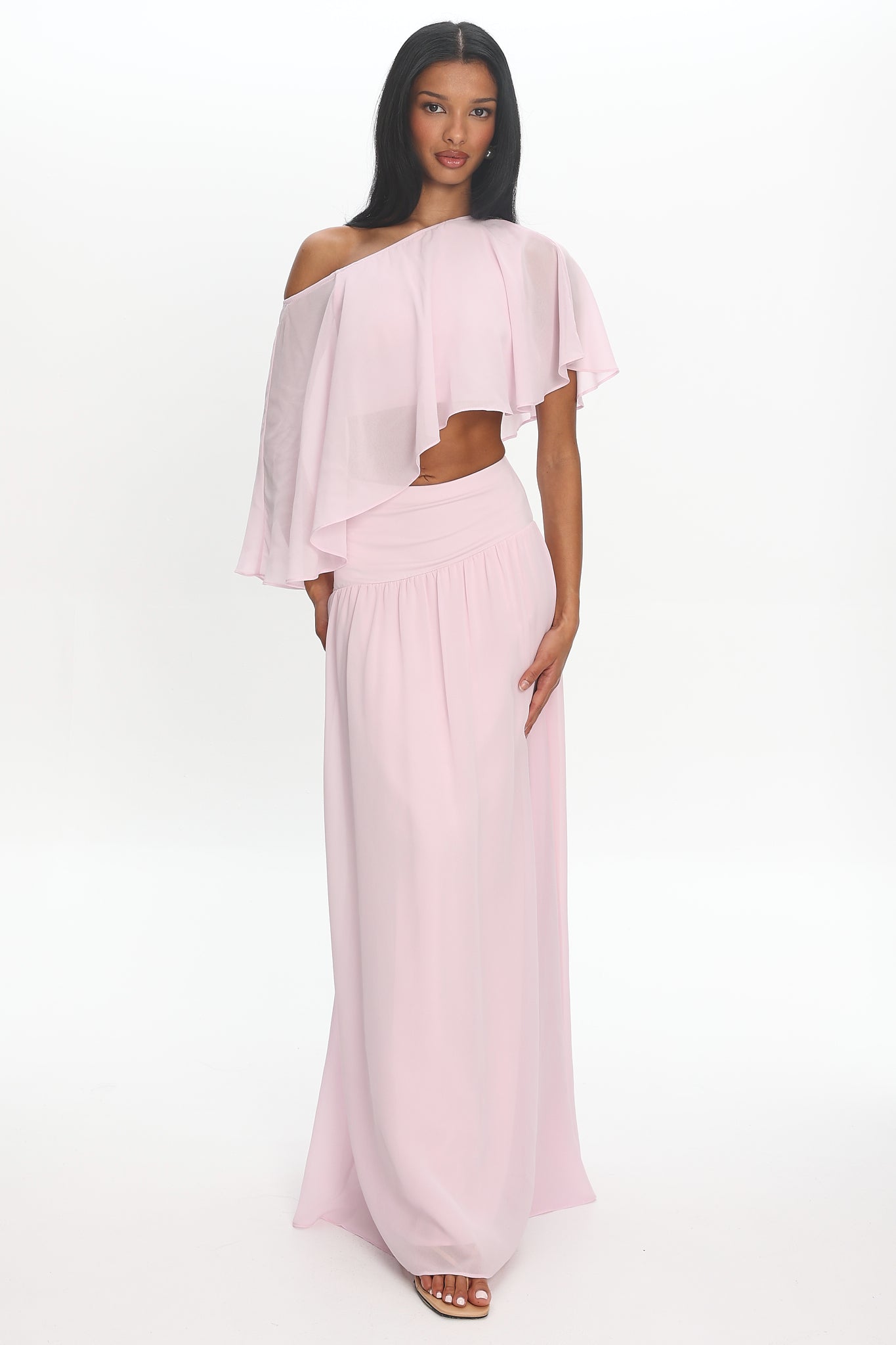 Lela High Waisted Maxi Skirt Blush