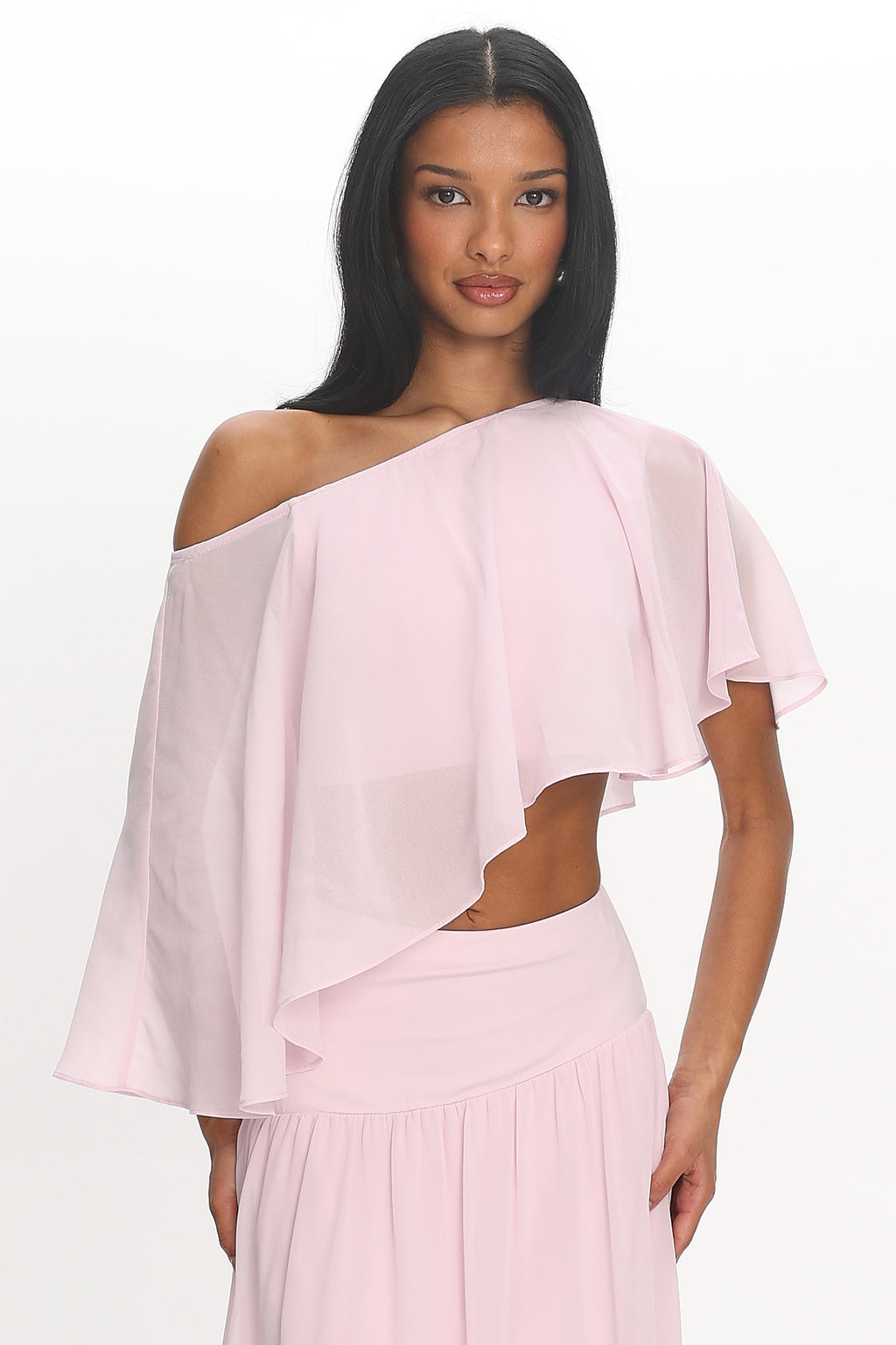 Lela Cutout Flutter Crop Top Blush