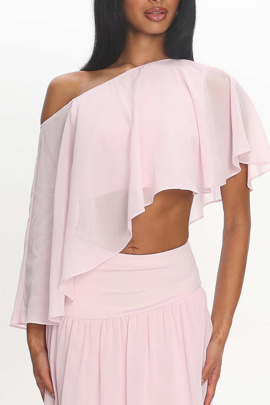 Lela Cutout Flutter Crop Top Blush