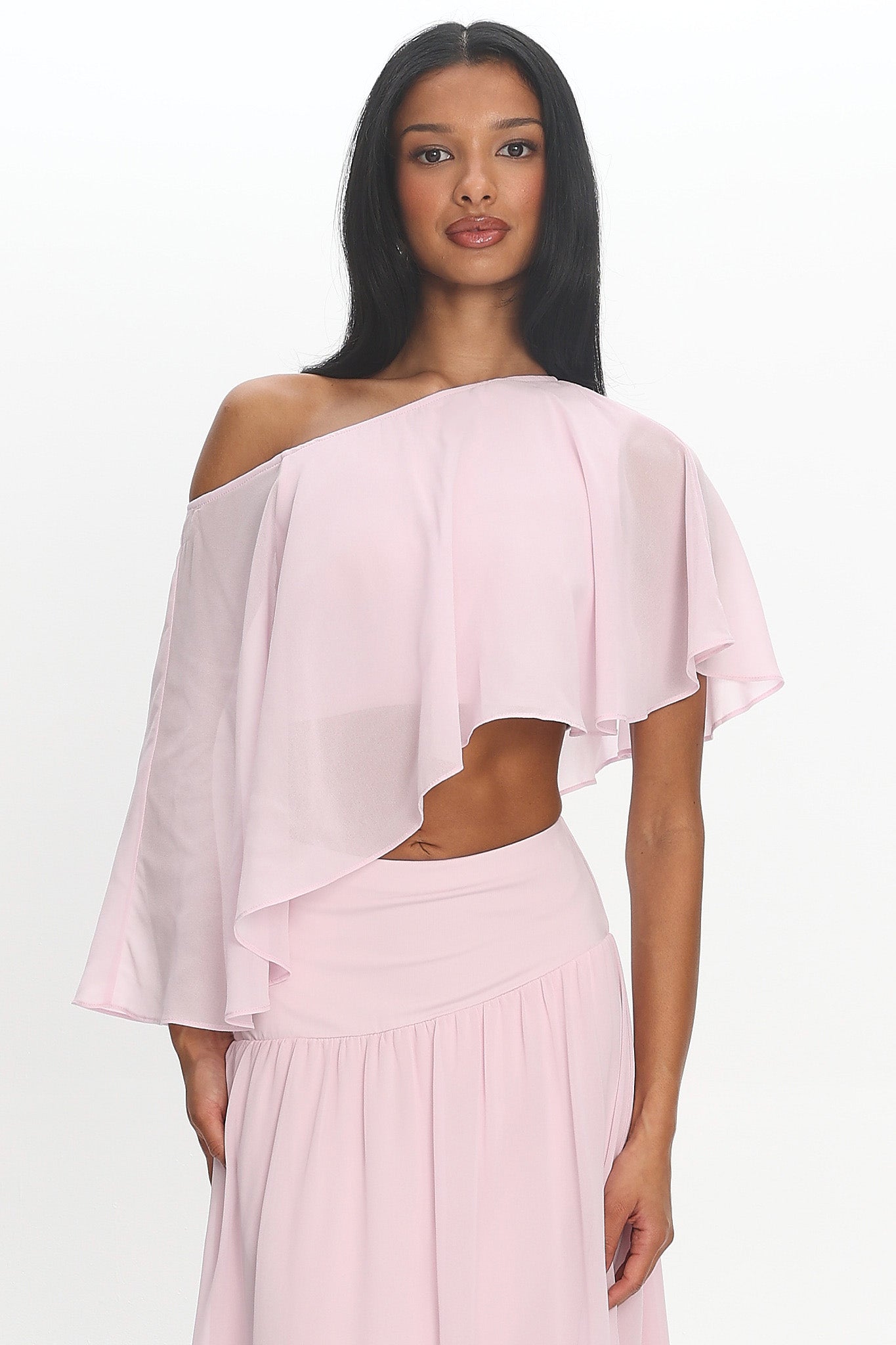 Lela Cutout Flutter Crop Top Blush