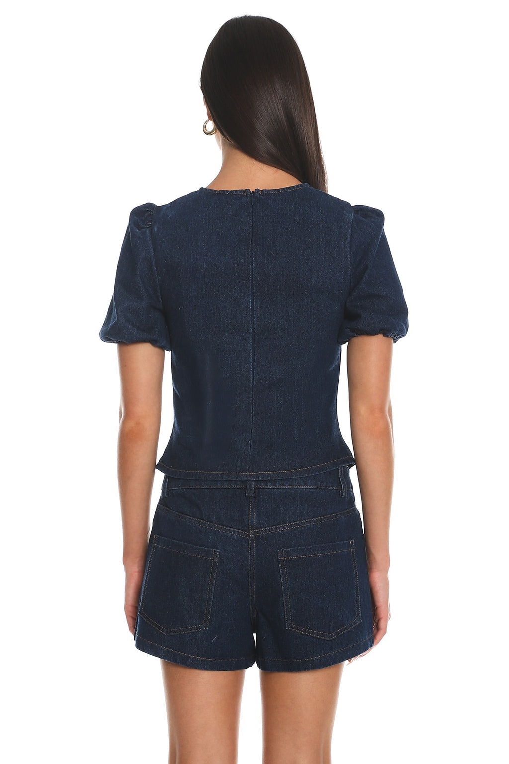 Outlaw Denim Puff Sleeve Top Indigo