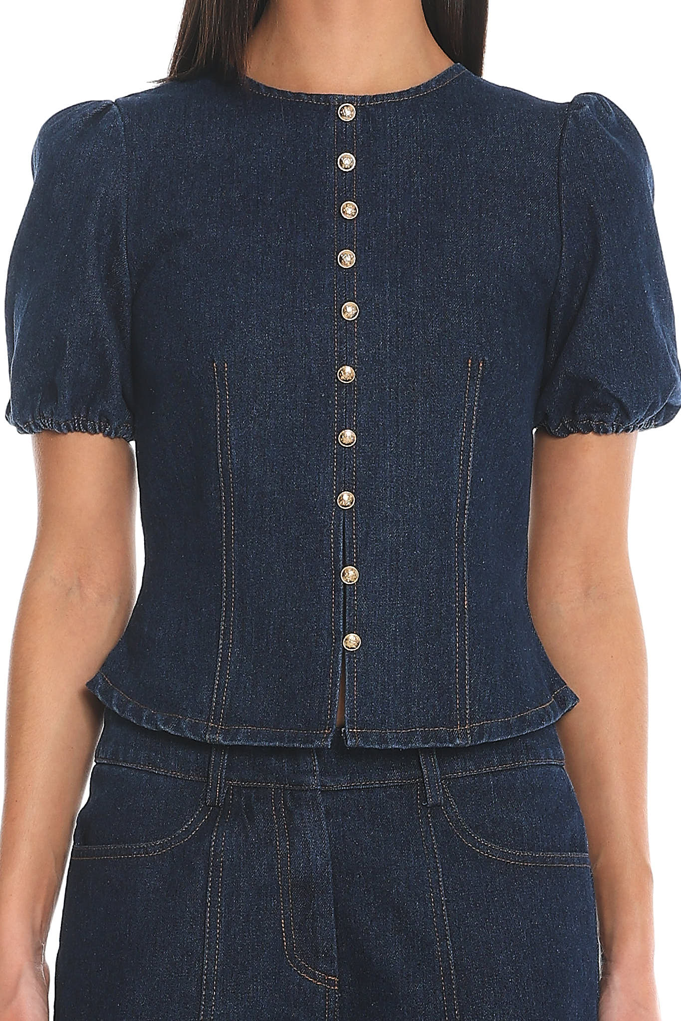 Outlaw Denim Puff Sleeve Top Indigo