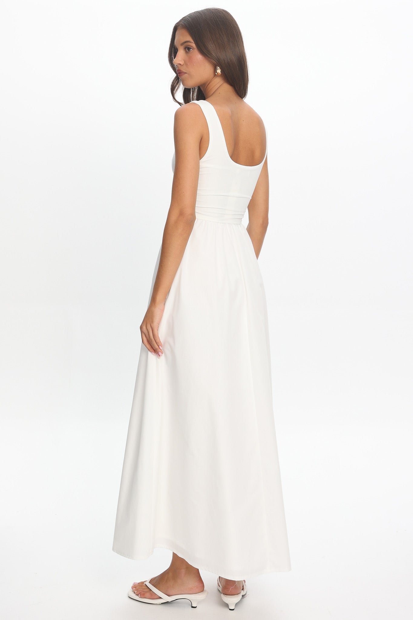 Ivory Muse Ruched Tank Maxi Dress Off White