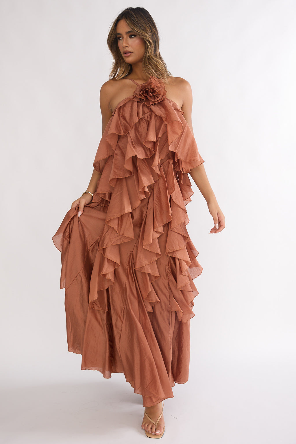 midi fall floral dress Astr The Label Women's Halcyon Dress - Orange - Size XS main image 0