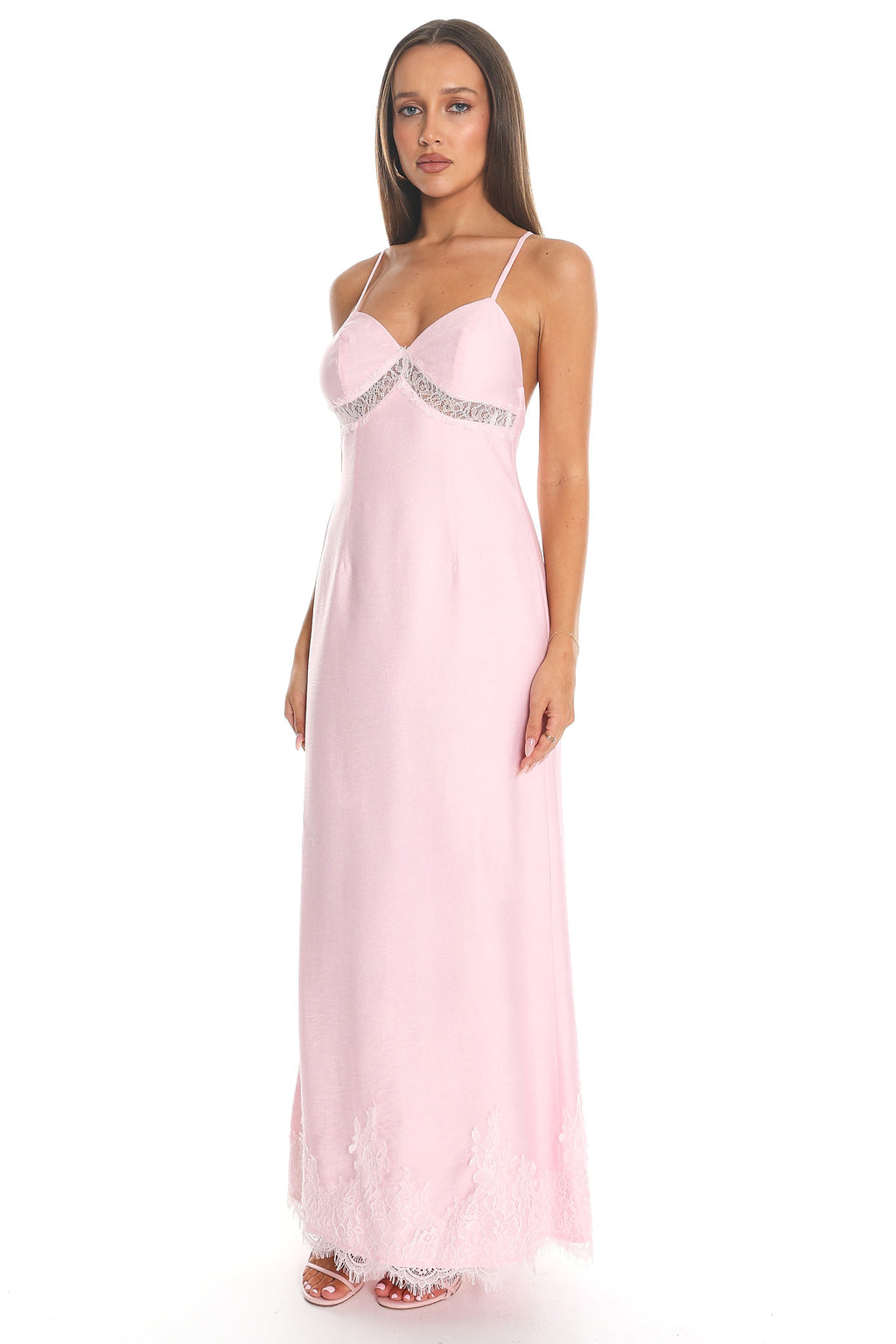 Soleil Lace Maxi Dress Light Pink