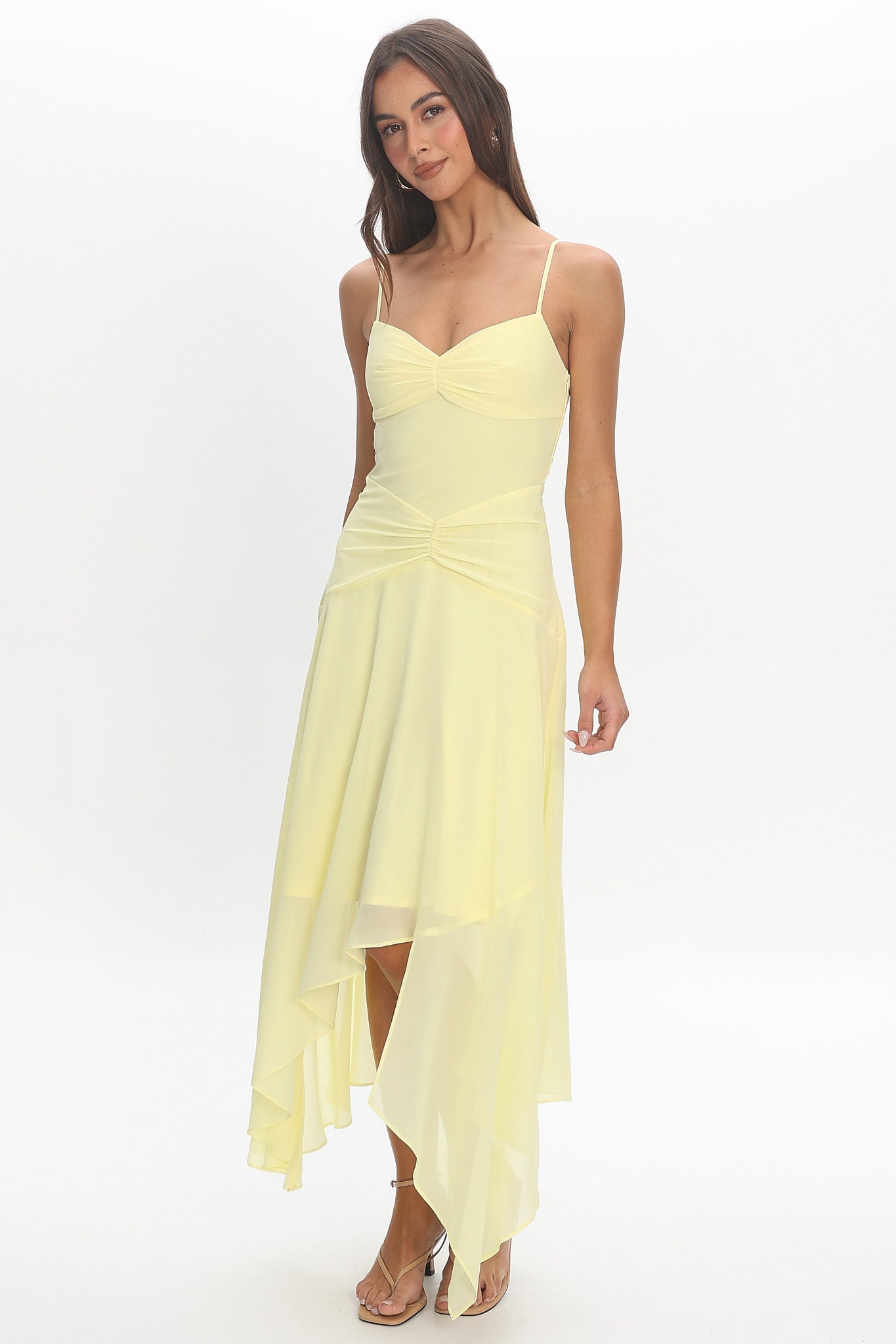 Formentera Asymmetric Midi Dress Baby Yellow