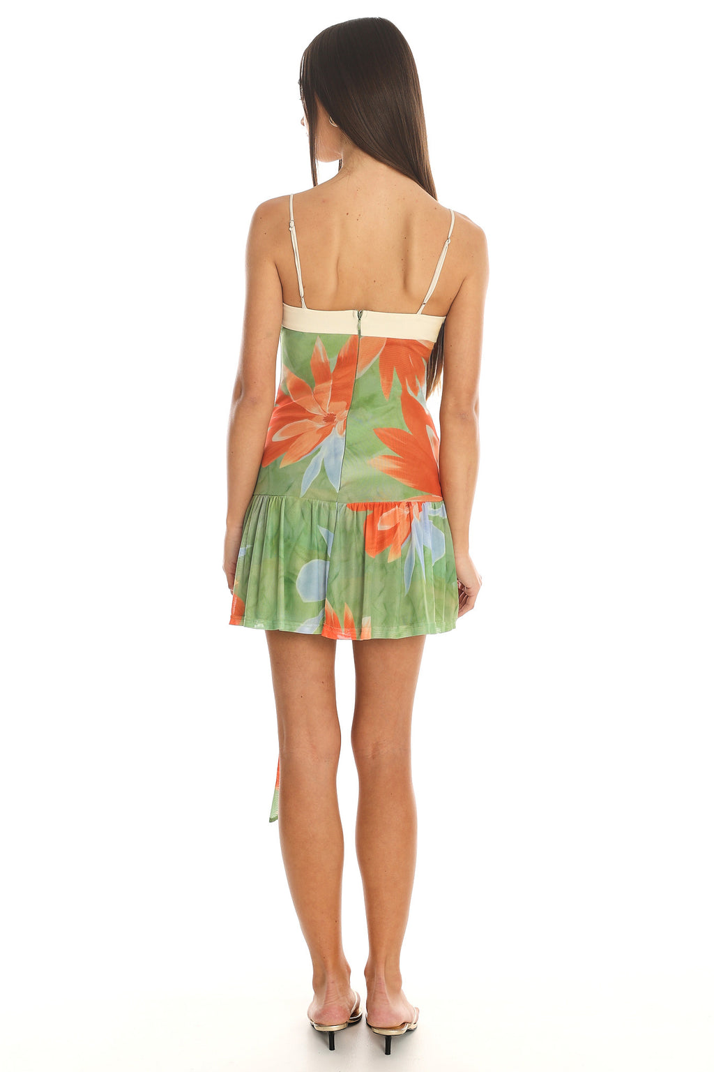 Tropic Fever Wrap-Tie Mesh Mini Dress Orange
