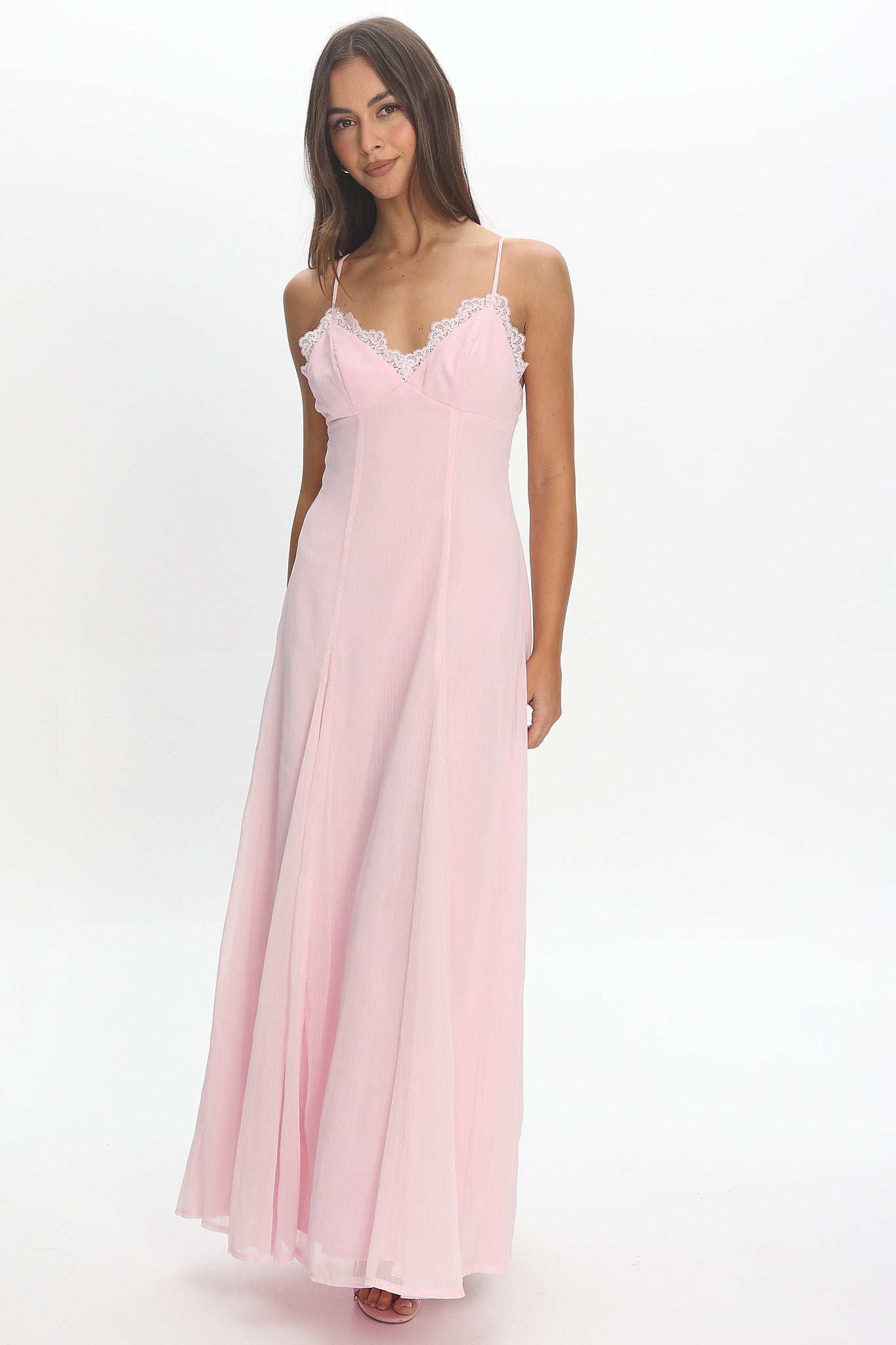Shop the Edessa Lace-Trim Maxi Dress Blush