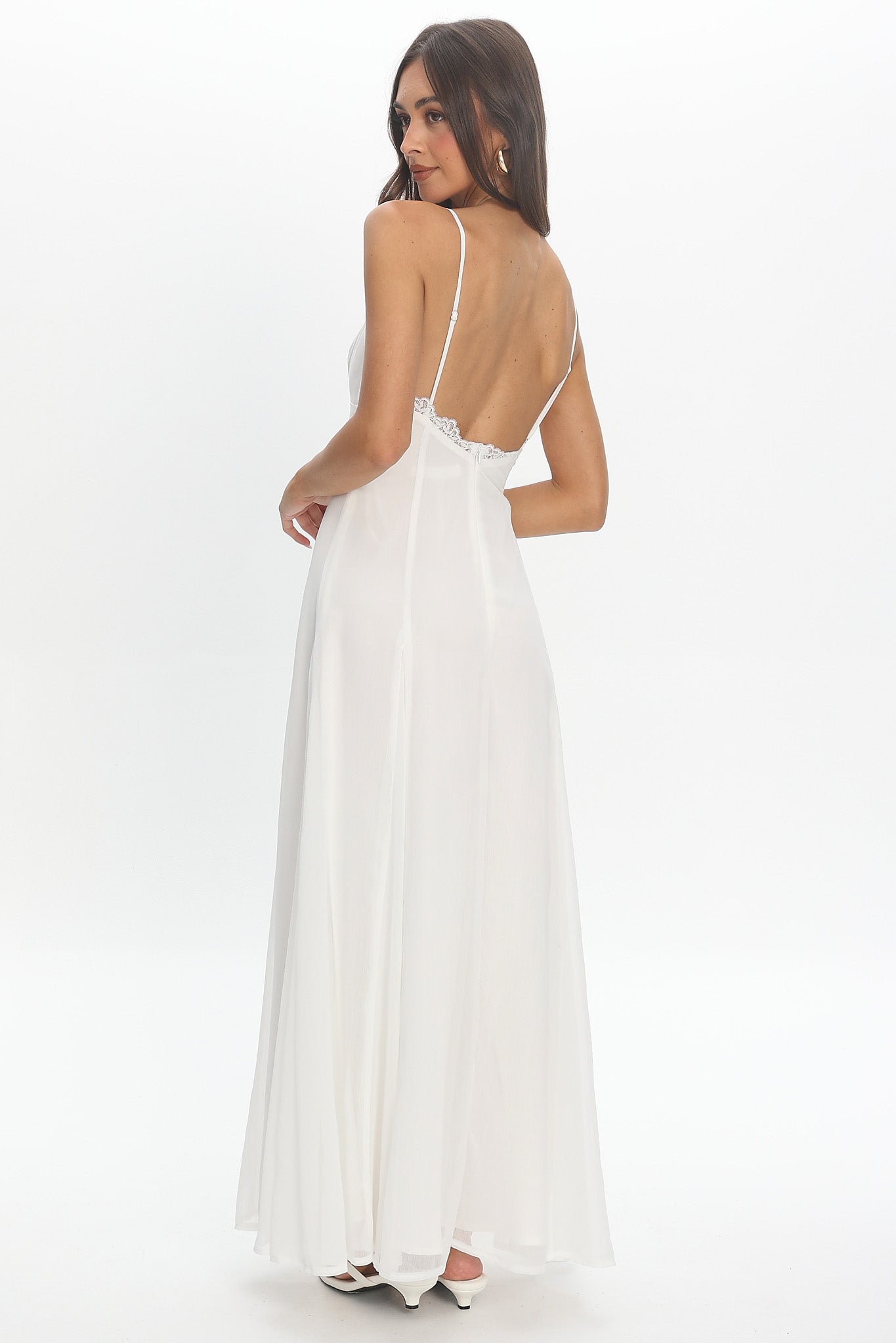 Shop the Ramone Lace Trim Maxi Dress Off White