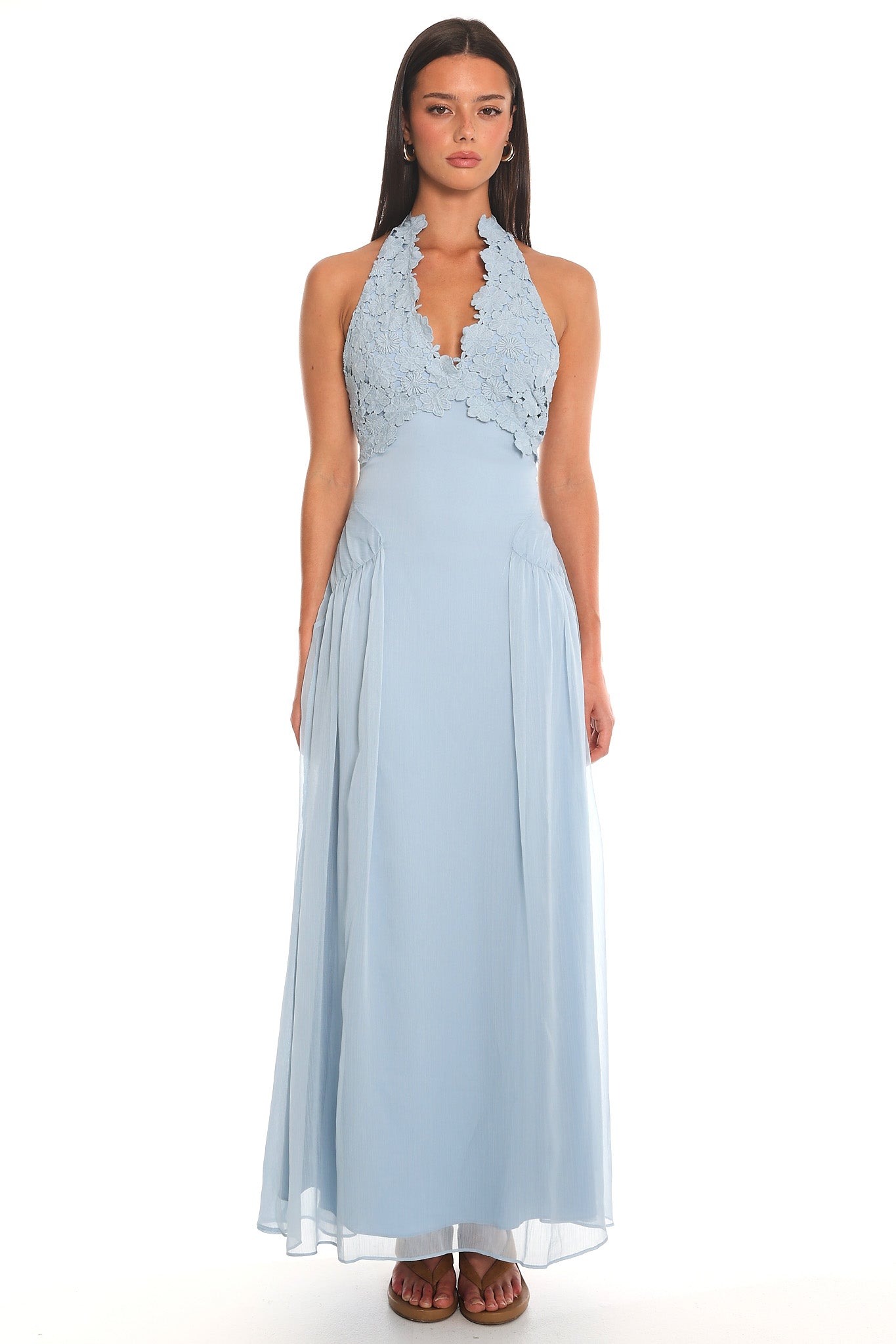 Pasadena Halter Maxi Dress Baby Blue