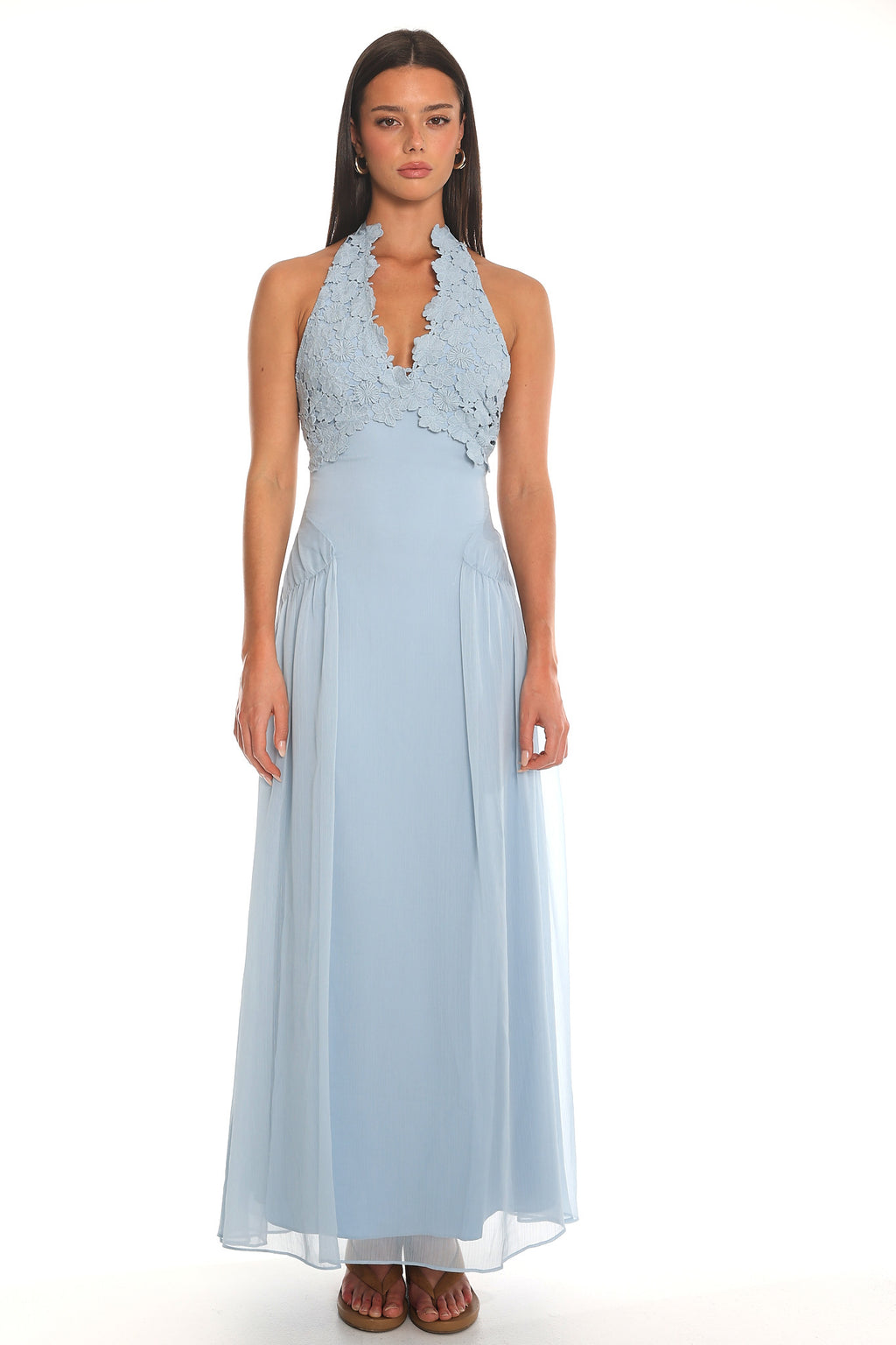 Pasadena Halter Maxi Dress Baby Blue