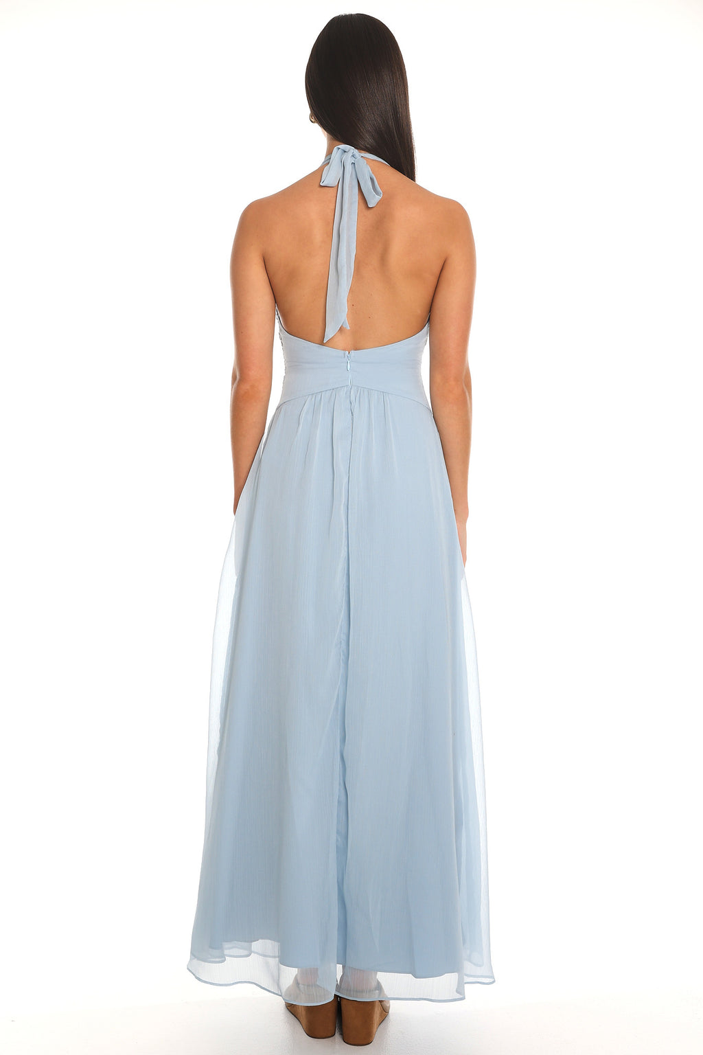 Pasadena Halter Maxi Dress Baby Blue