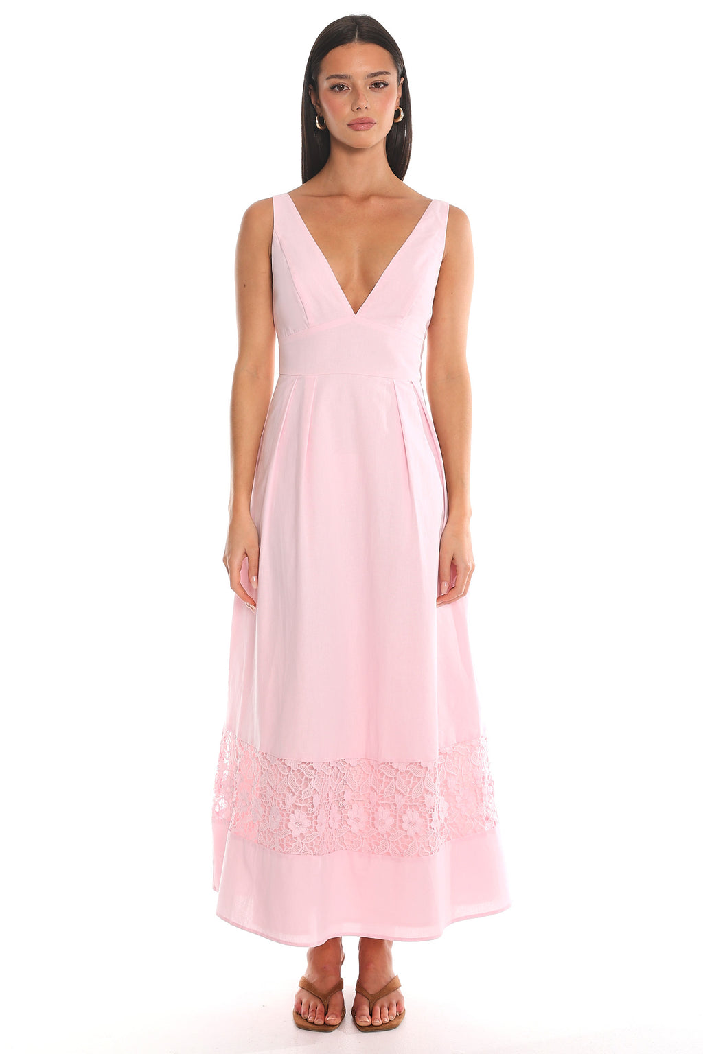 Carmellis Lace-Hem Maxi Dress Pink