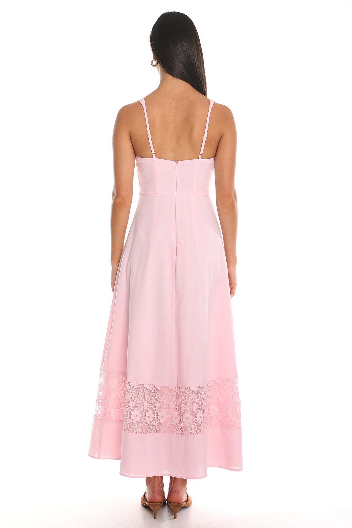 Carmellis Lace-Hem Maxi Dress Pink