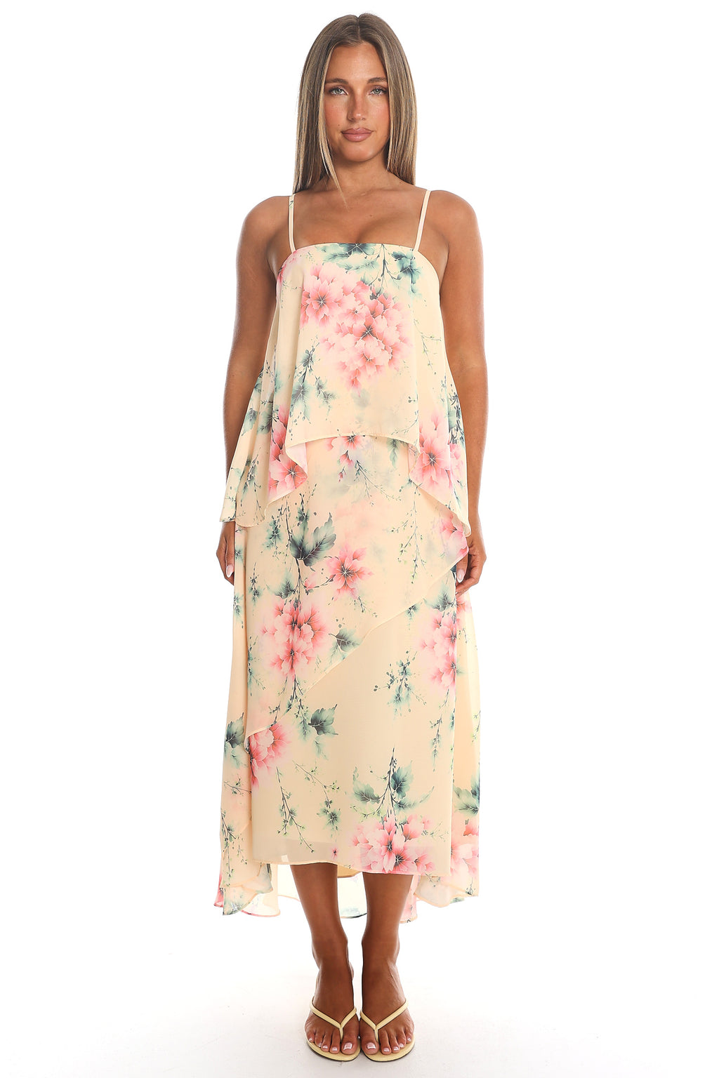 Carlicia Tiered Overlay Maxi Dress Yellow