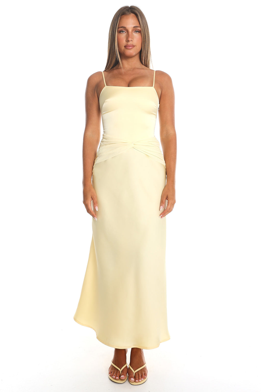 Larni Twist Waist Cape Midi Dress Butter by Selfie Leslie