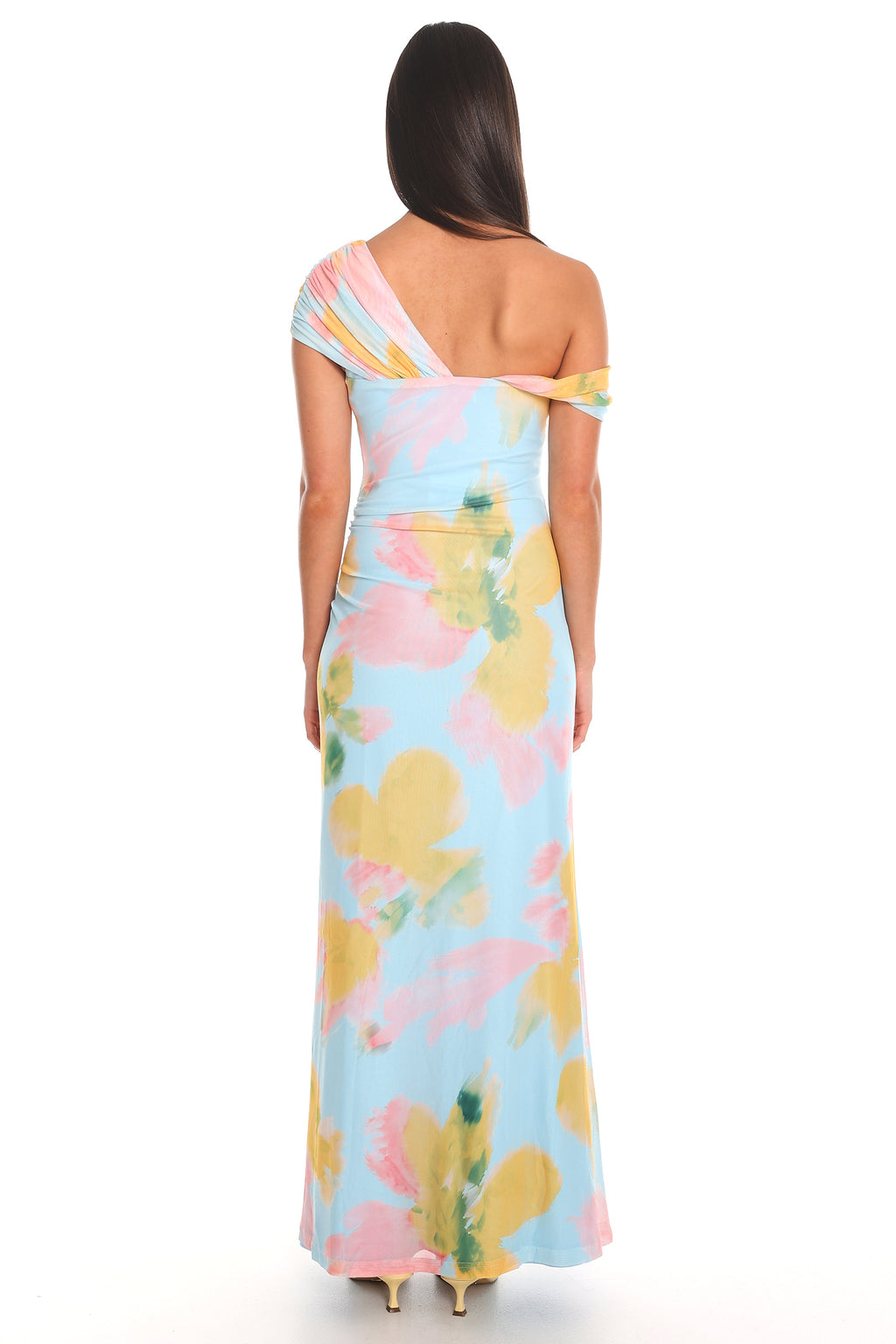 Adana Draped One Shoulder Maxi Dress Blue