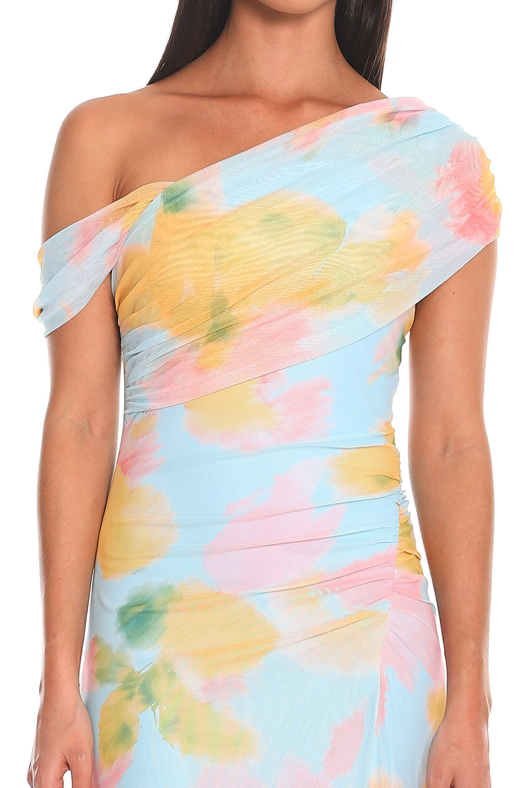 Adana Draped One Shoulder Maxi Dress Blue