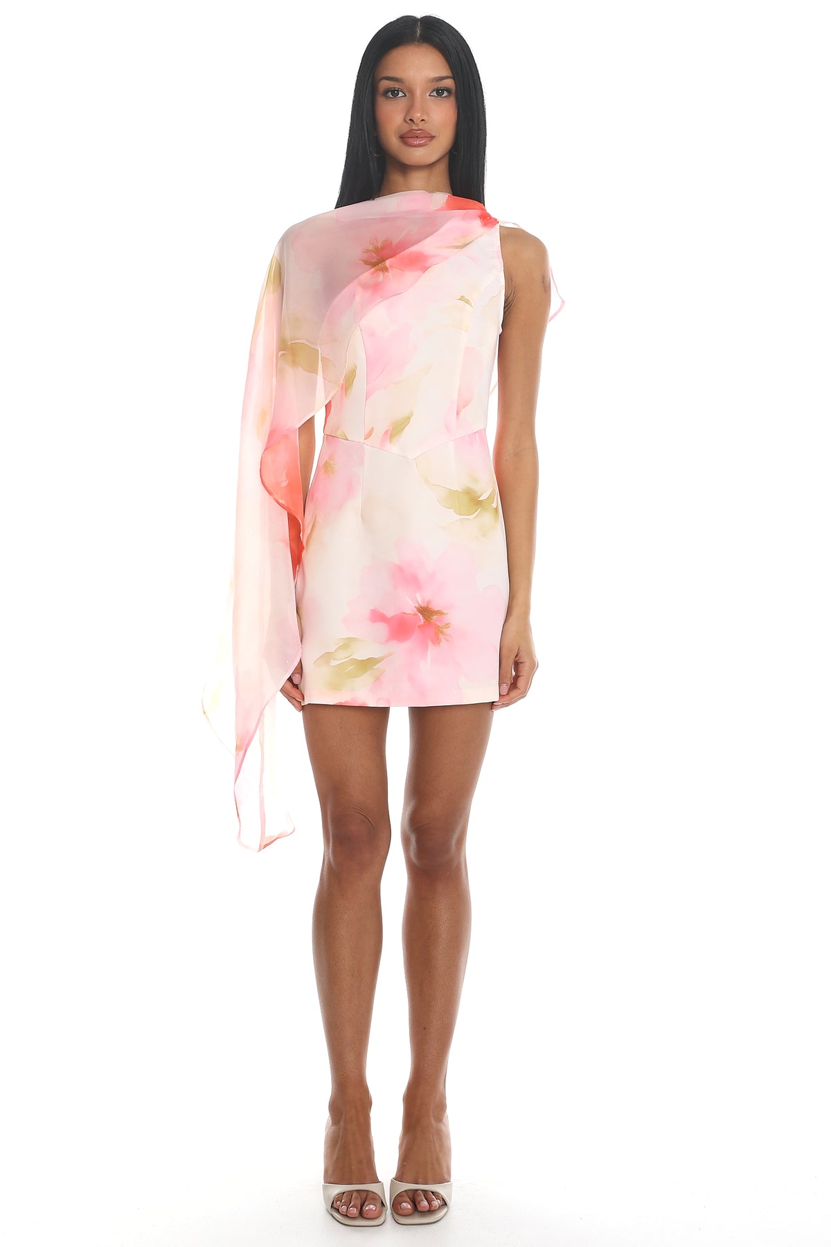 Sunlit Bloom Draped Mini Dress Pink