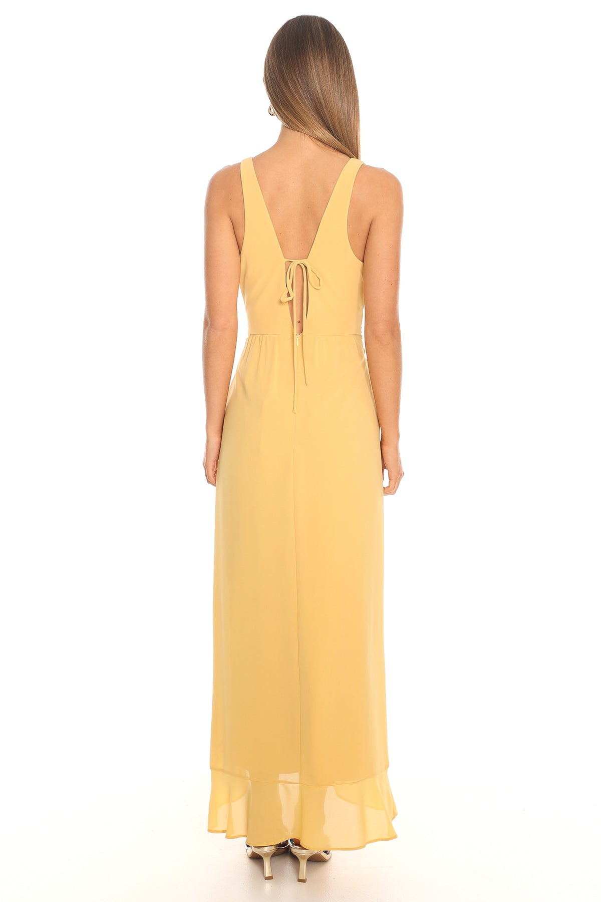 Escallite Wrap Waist Maxi Dress Yellow